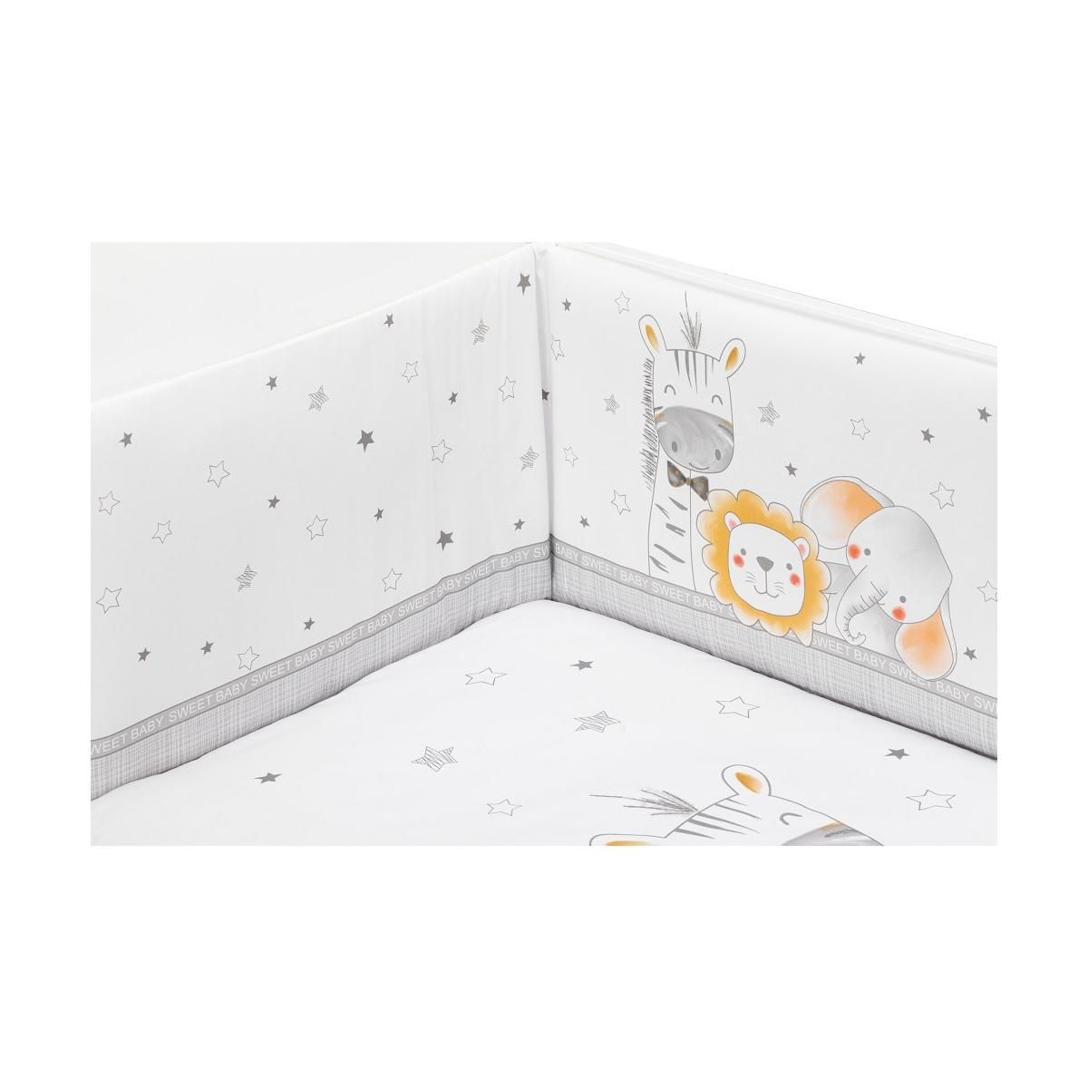 INTERBABY Lit Bébé Star Nature  and  Parure de lit 2 Pcs. Animales