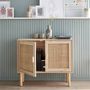 Voir la diapositive 3 : SWEEEK Buffet en décor bois et cannage - Camargue - 2 portes. buffet bas. 80x30x68cm