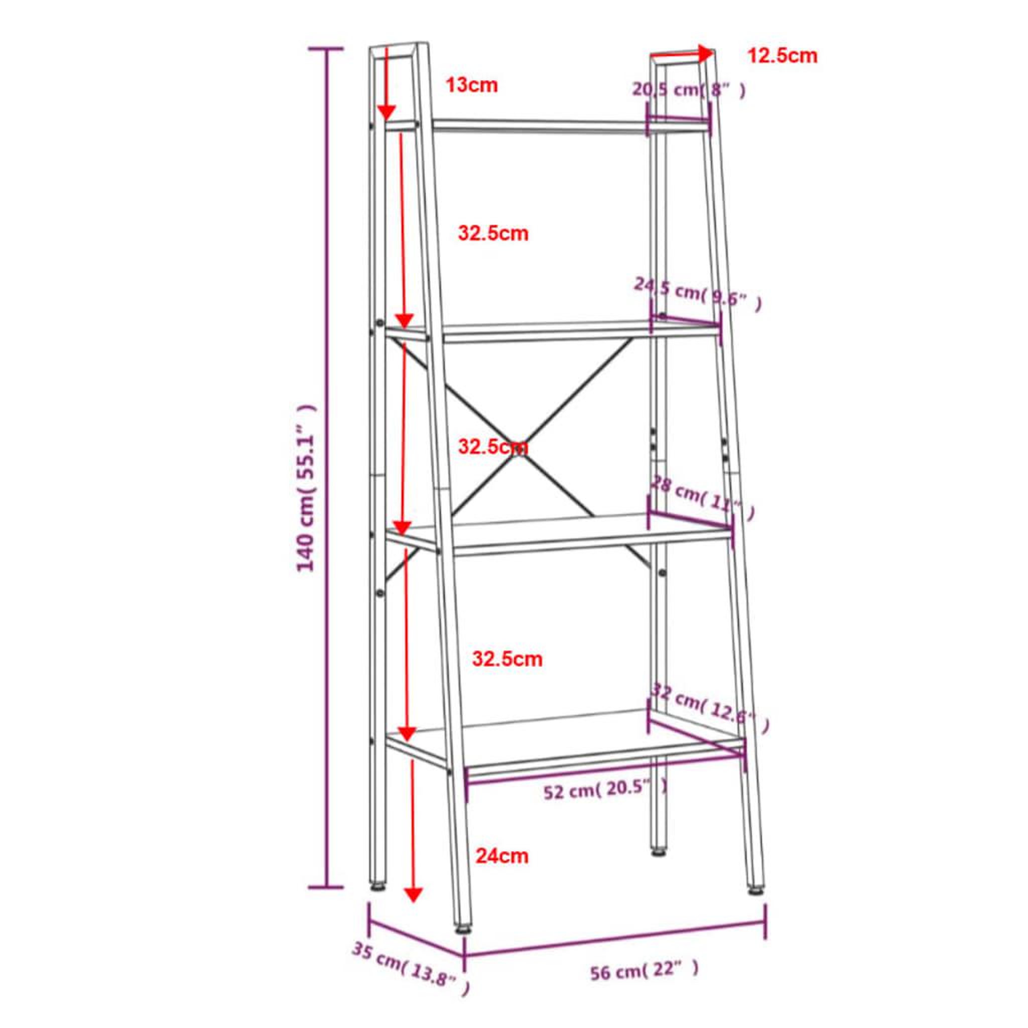 Voir la diapositive 6 : VIDAXL Etagere sur pied 4 niveaux Marron clair et noir 56x35x140 cm