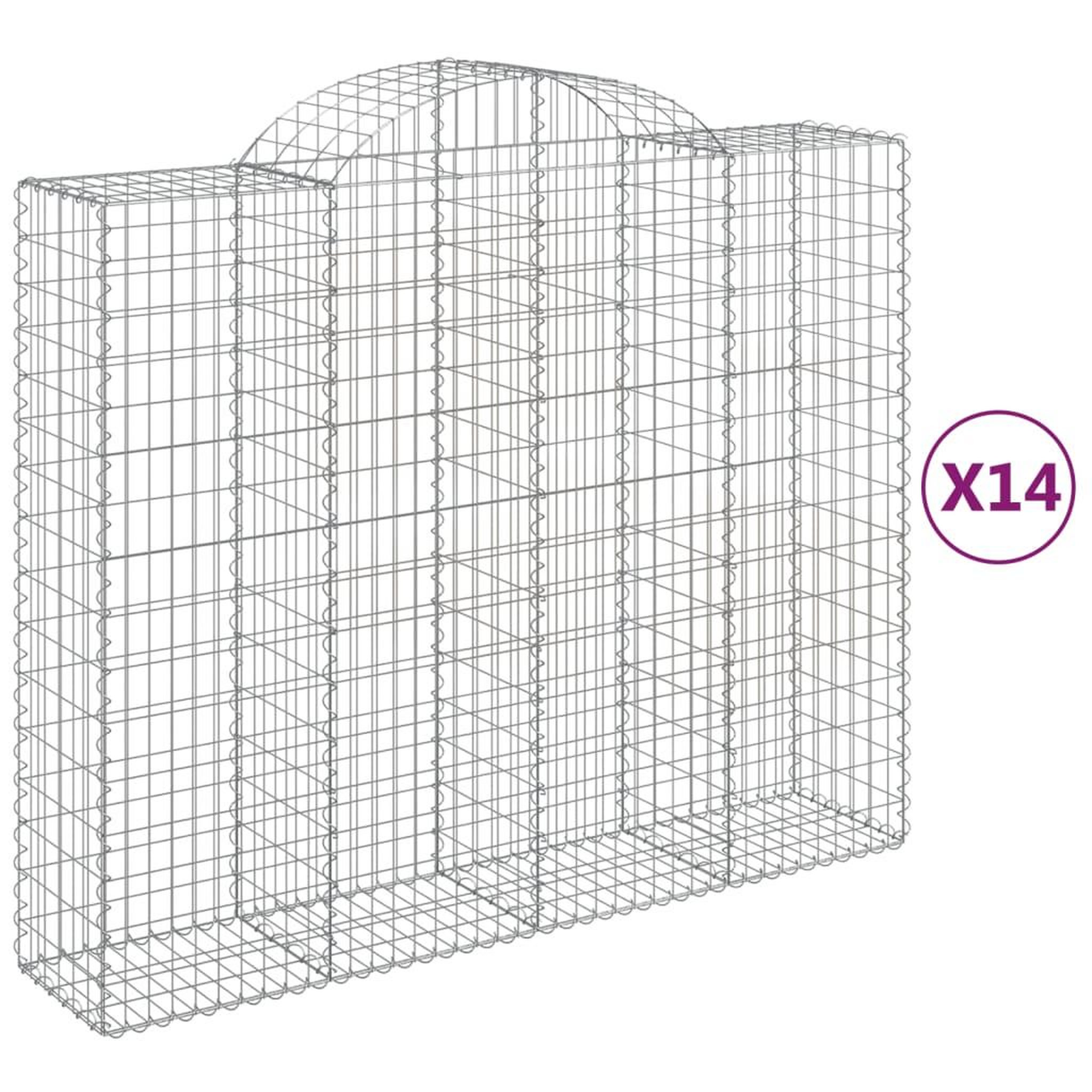 Voir la diapositive 2 : VIDAXL Paniers a gabions arques 14 pcs 200x50x160/180 cm Fer galvanise
