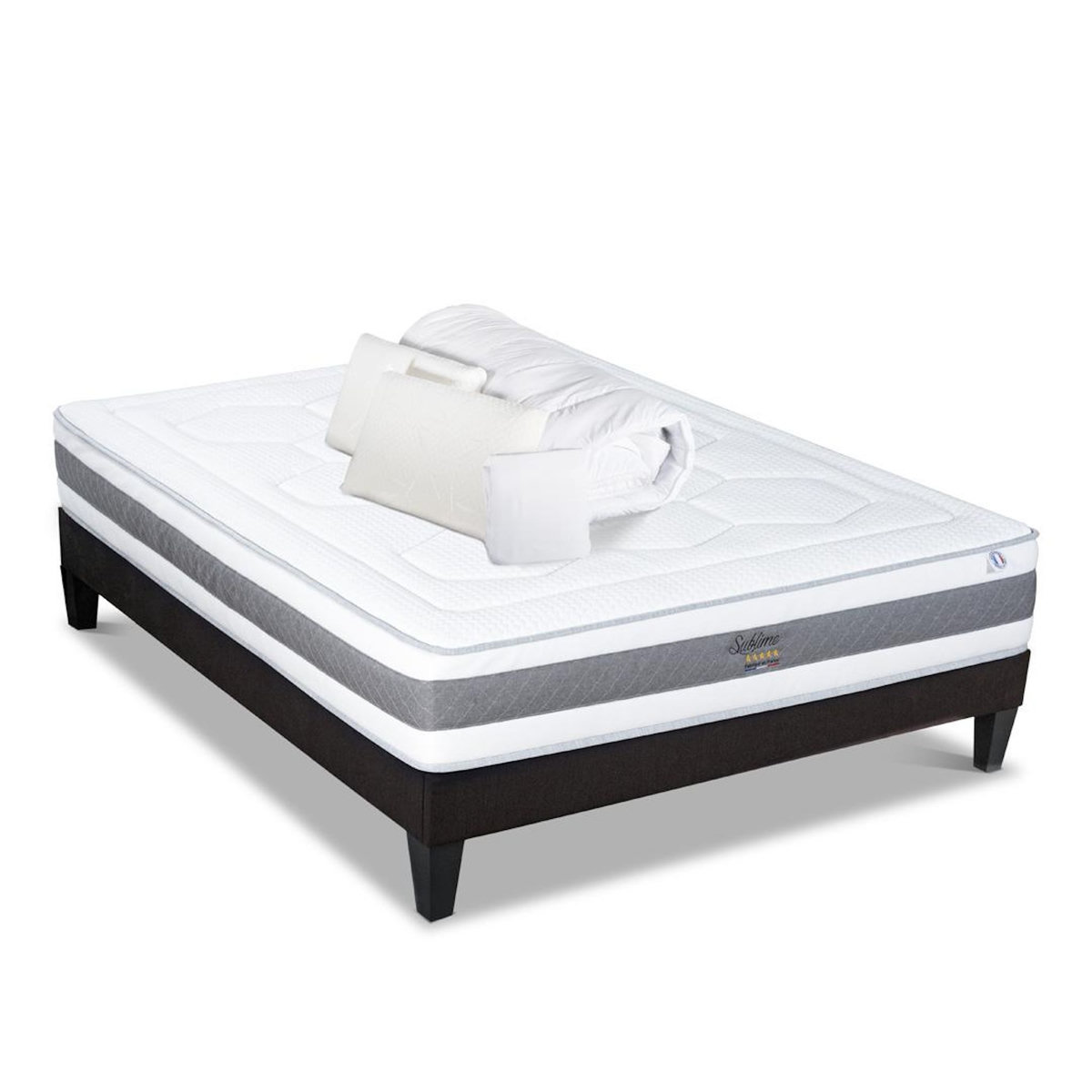 HYPSOM HYPSOM | Pack Prêt à dormir SUBLIME | Matelas Mémoire de forme + Sommier + Accessoires