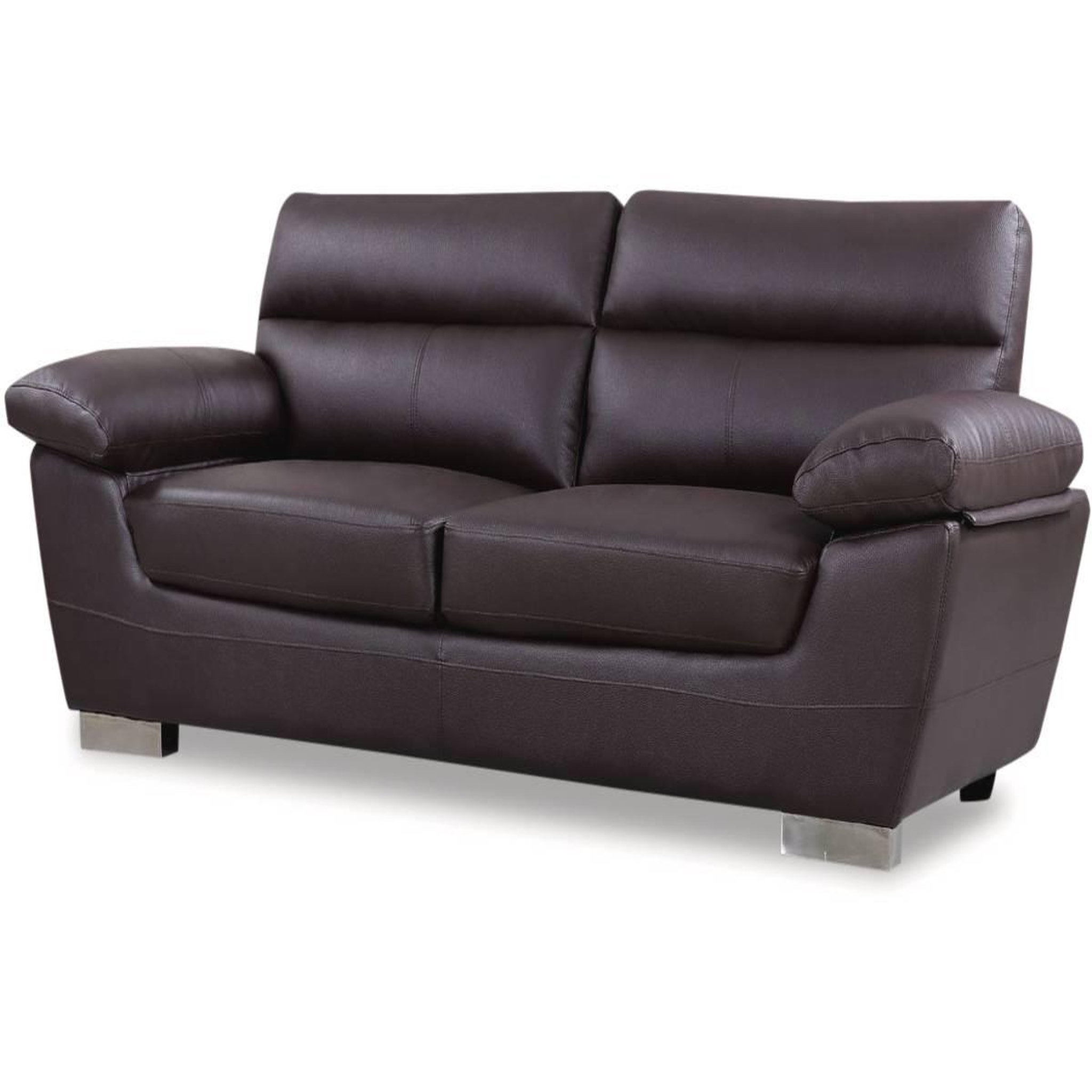 Voir la diapositive 1 : Habitat et Jardin Canapé fixe en cuir reconstitué et PVC  Dallas  - 210 x 88 x 90 cm - 3 places - Chocolat