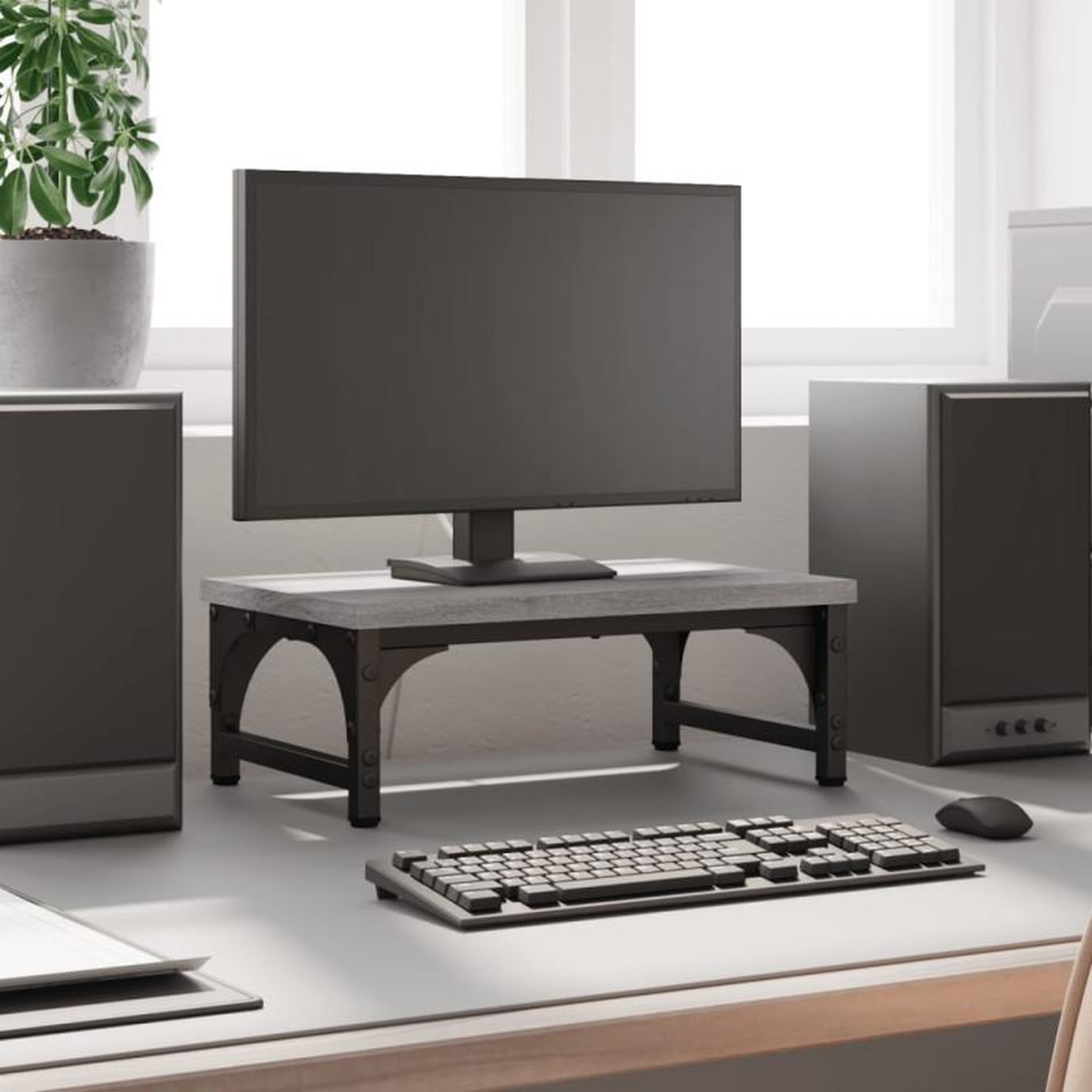 Voir la diapositive 1 : VIDAXL Support de moniteur sonoma gris 37x23x14 cm bois d ingénierie