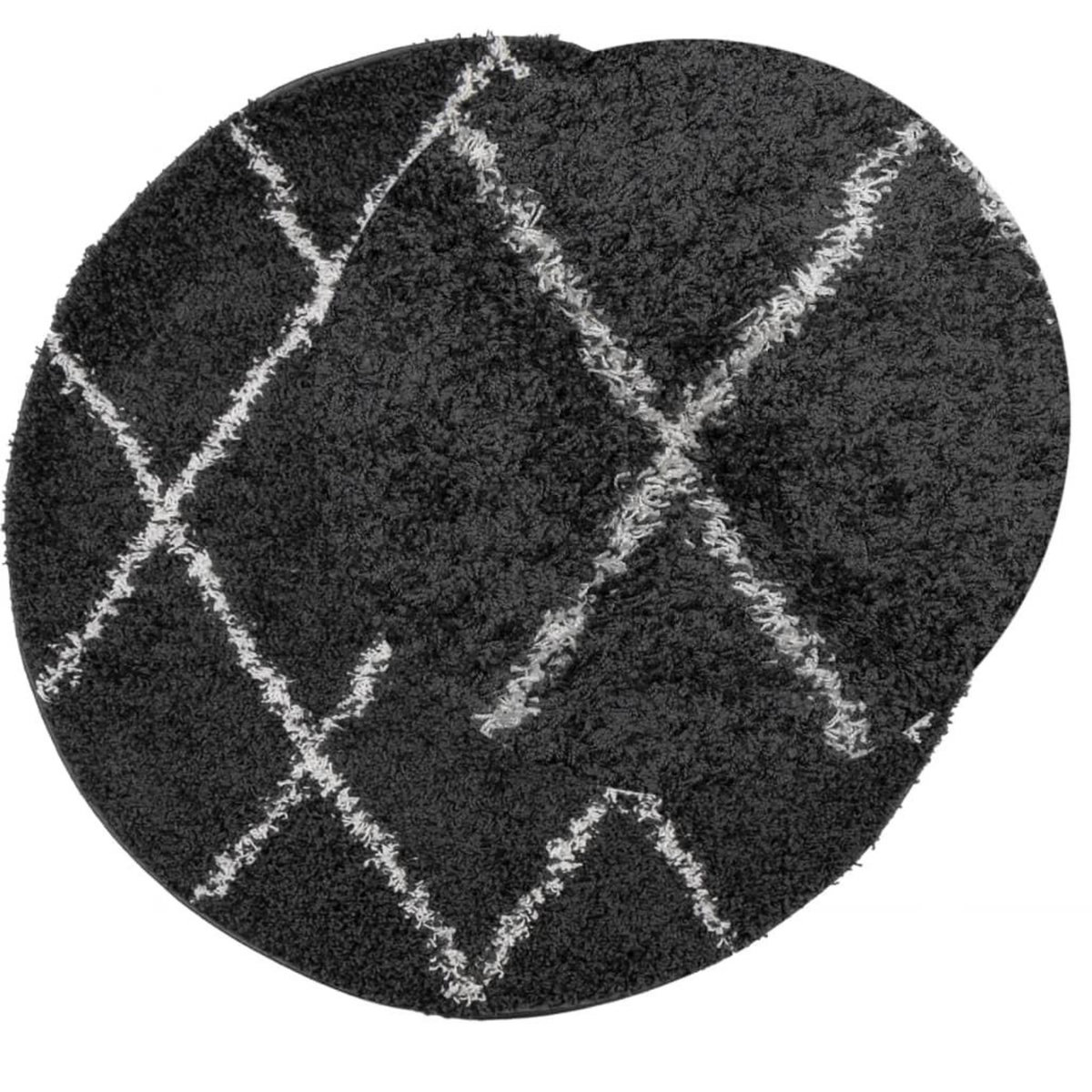 VIDAXL Tapis shaggy a poils longs moderne noir et creme Ø 280 cm