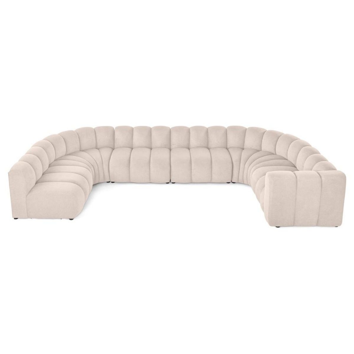 LISA DESIGN Debbie - canapé modulable panoramique d'angle gauche 7 places en tissu texturé