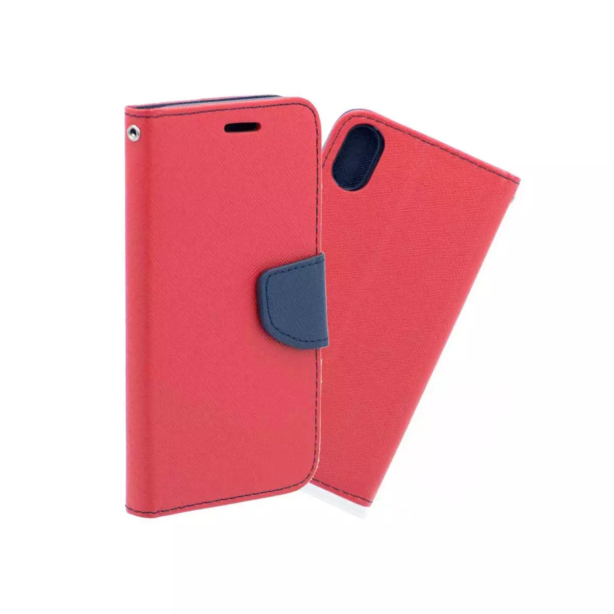 amahousse Housse rouge iPhone X / XS folio grainé avec languette aimantée