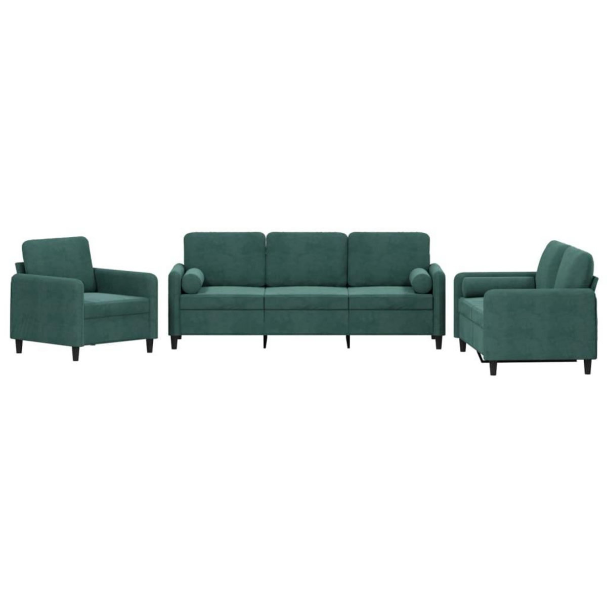 VIDAXL Ensemble de canapes 3 pcs avec coussins vert fonce velours