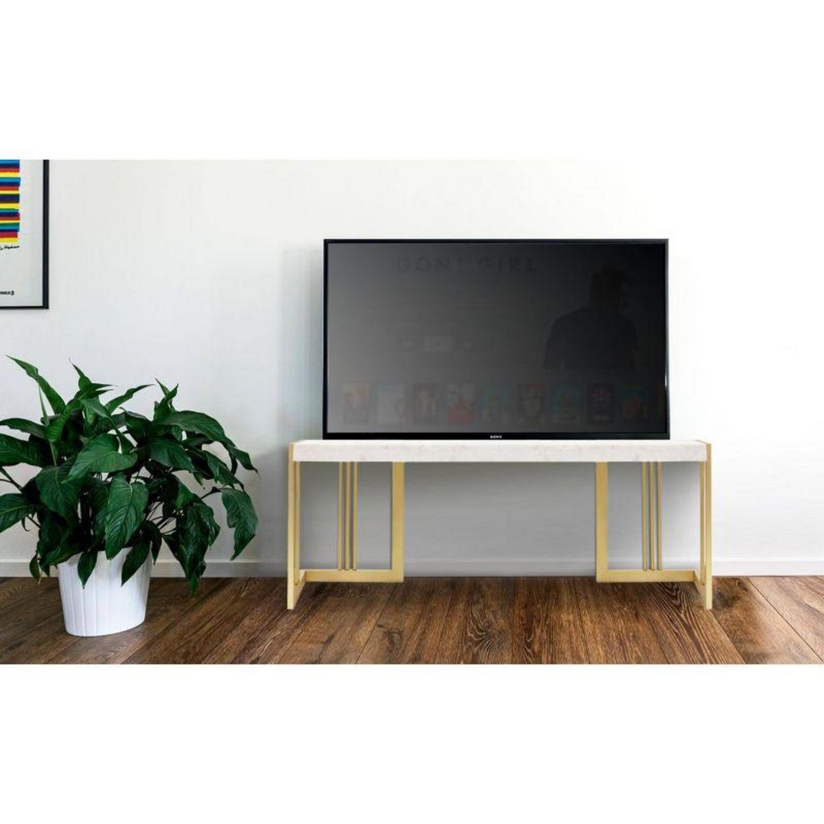 Paris Prix Meuble TV en Marbre Design  Cary  140cm Blanc