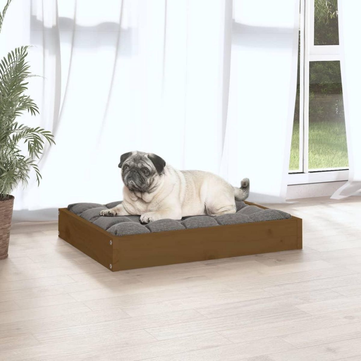 VIDAXL Lit pour chien Marron miel 61,5x49x9 cm Bois de pin solide