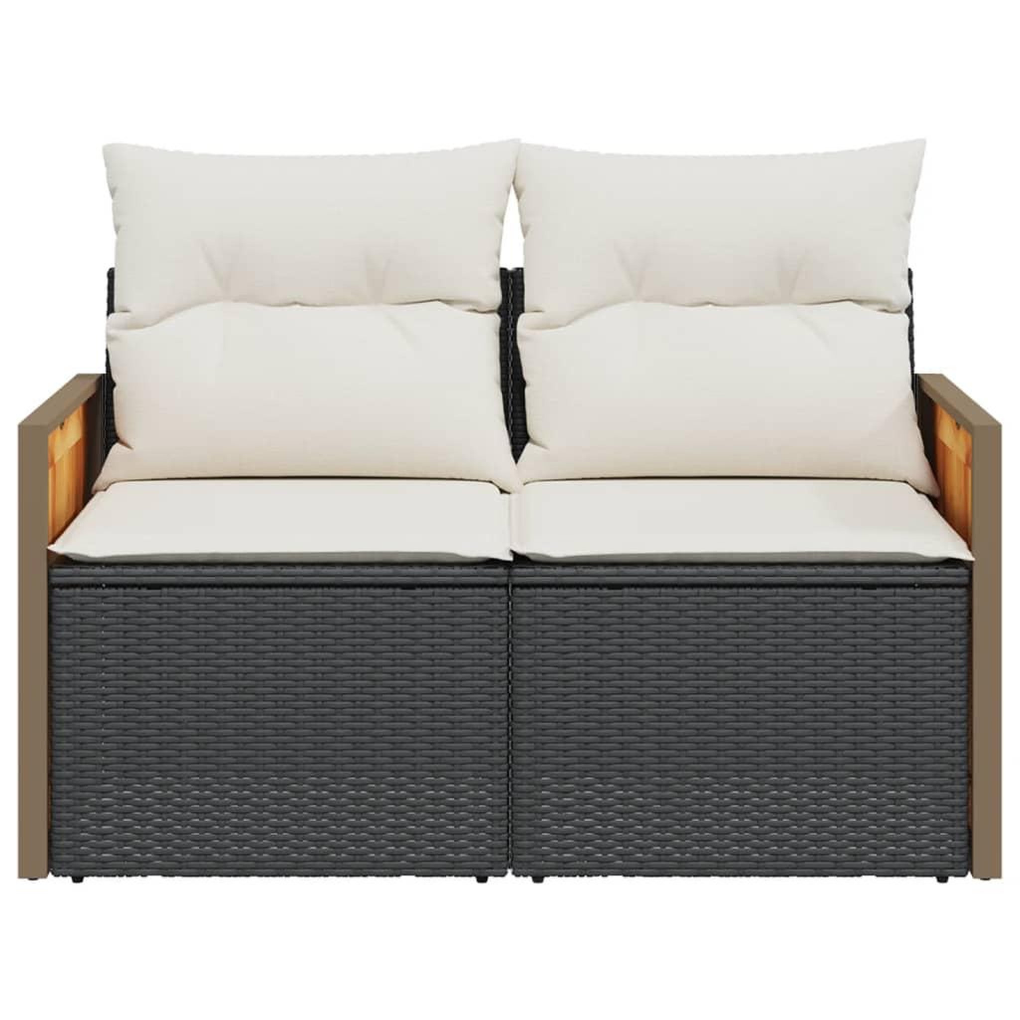 Voir la diapositive 4 : VIDAXL Canape de jardin avec coussins 2 places noir resine tressee