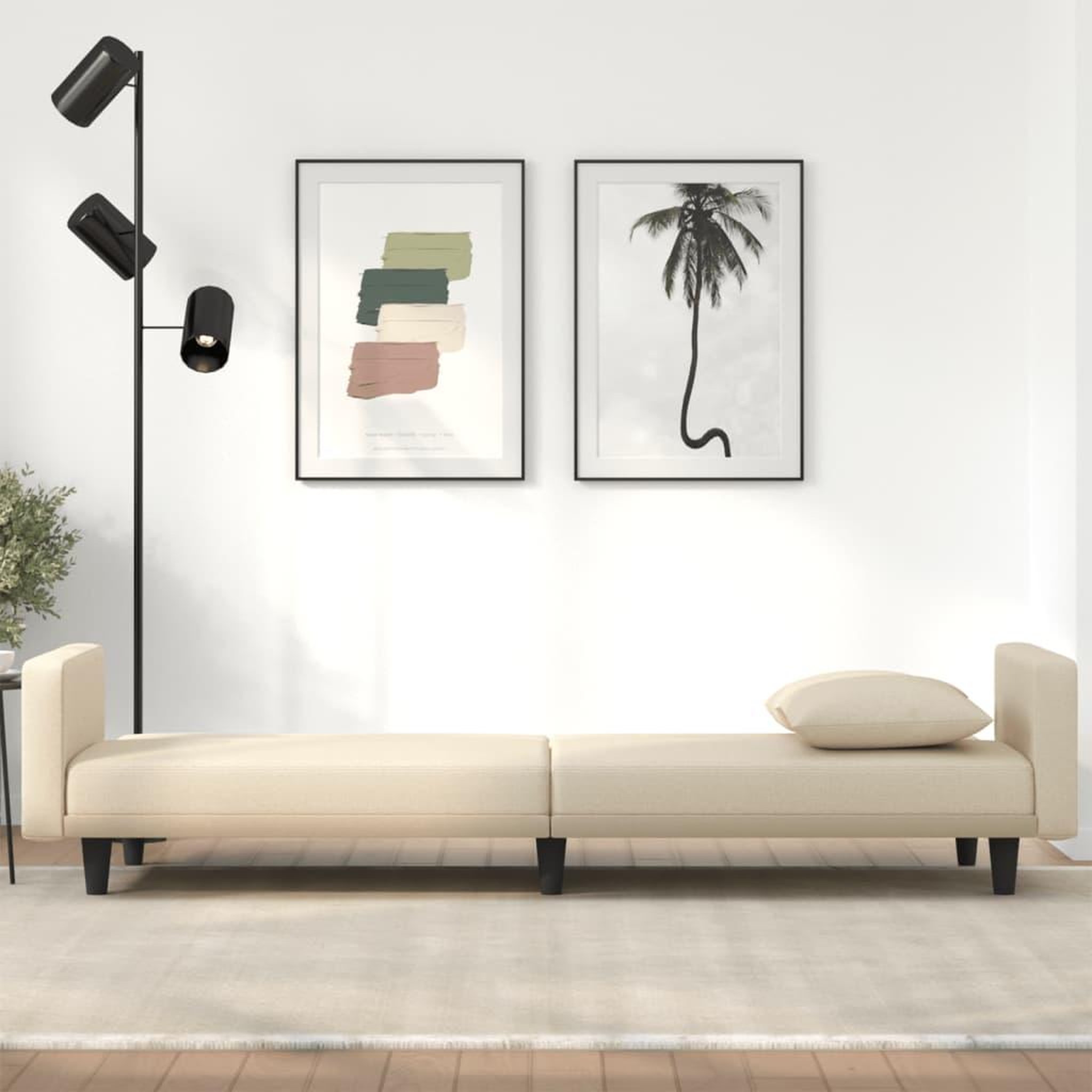 Voir la diapositive 3 : VIDAXL Canape-lit avec coussins creme tissu