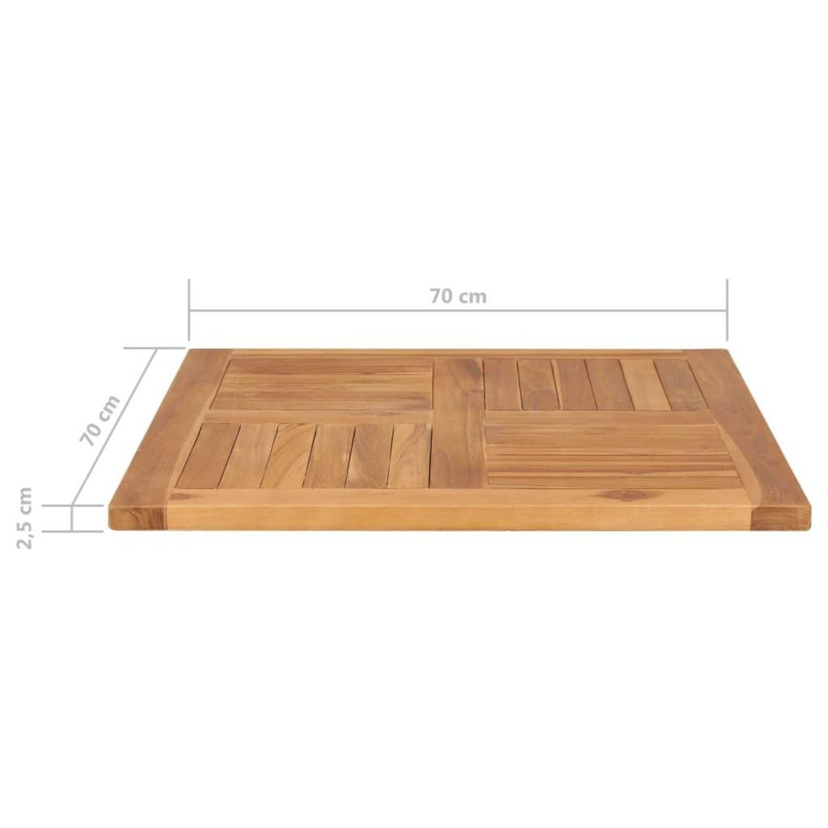 VIDAXL Dessus de table Bois de teck solide 70x70x2,5 cm