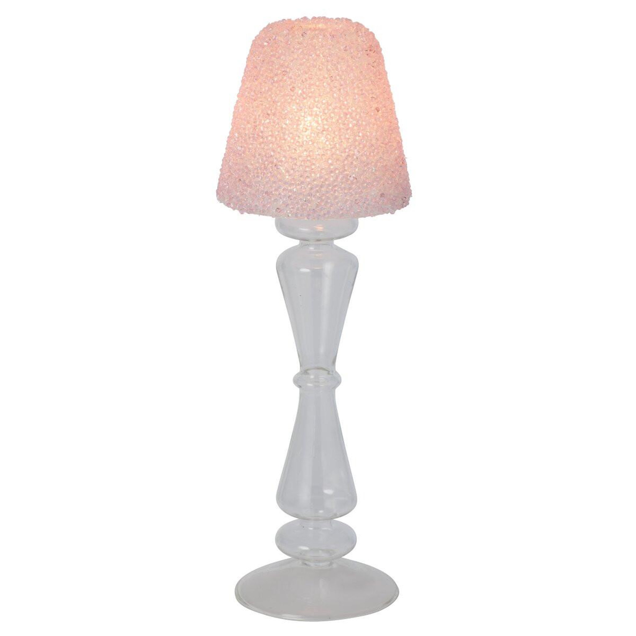 Voir la diapositive 2 : J-LINE Photophore Lampe en Verre  Silje  31cm Rose