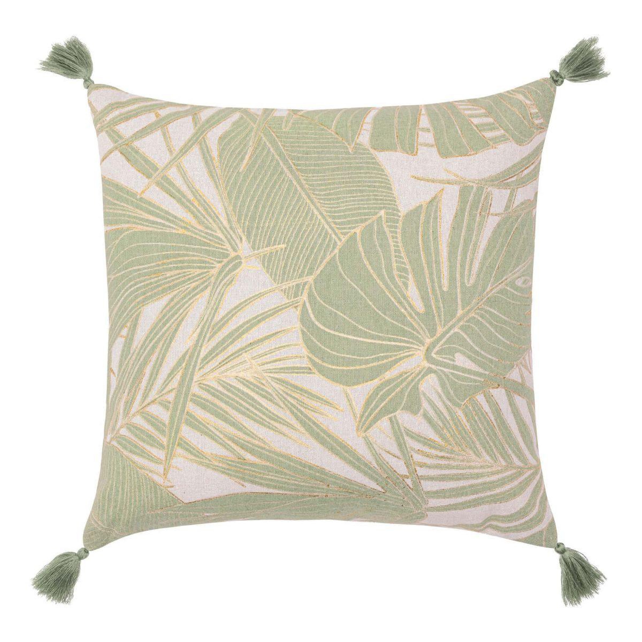 Douceur d'Intérieur Coussin déco à pompons  alanis  45x45cm vert