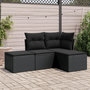 Voir la diapositive 1 : VIDAXL Salon de jardin 4 pcs avec coussins noir resine tressee