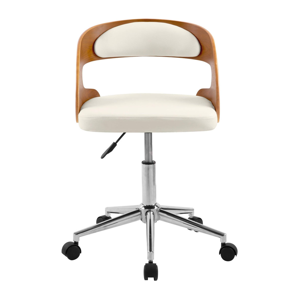 Rendez vous déco Chaise de bureau pivotante en bois et PU blanc-Louis