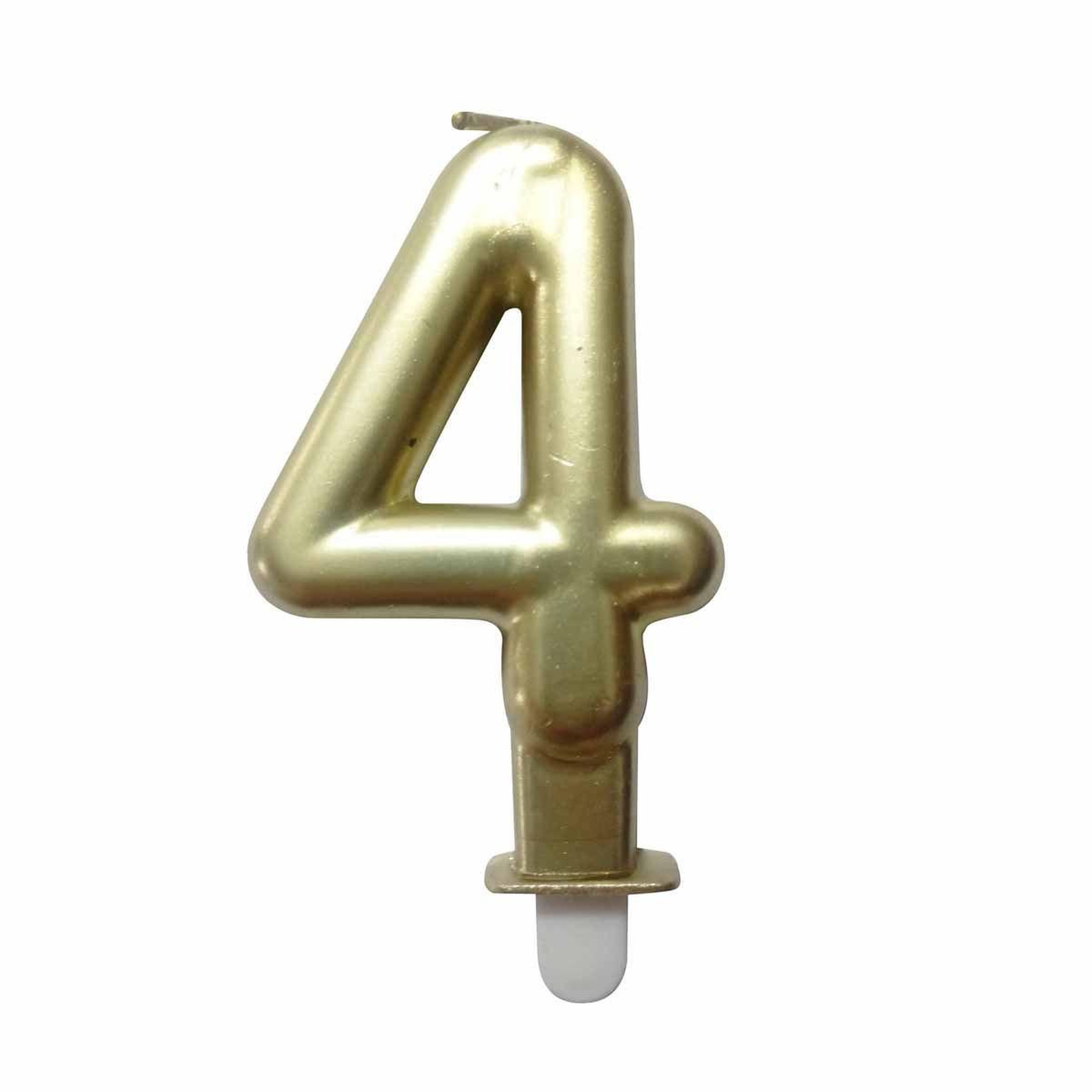 HOMEA Bougie d'Anniversaire  Chiffre 4  7cm Or