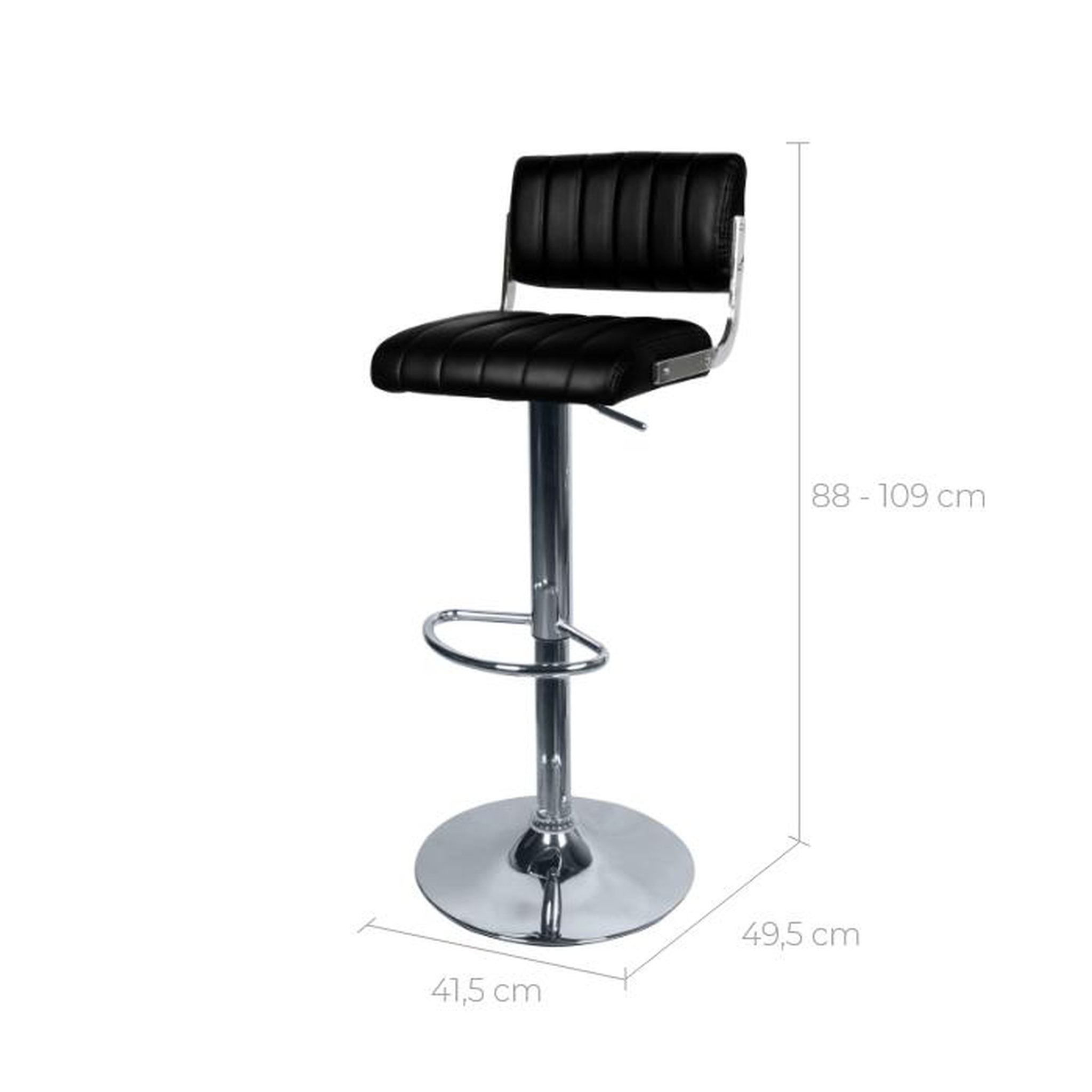Voir la diapositive 4 : Rendez vous déco Lot de 2 chaises de bar réglables 61/83 cm en cuir synthétique marron - Houston