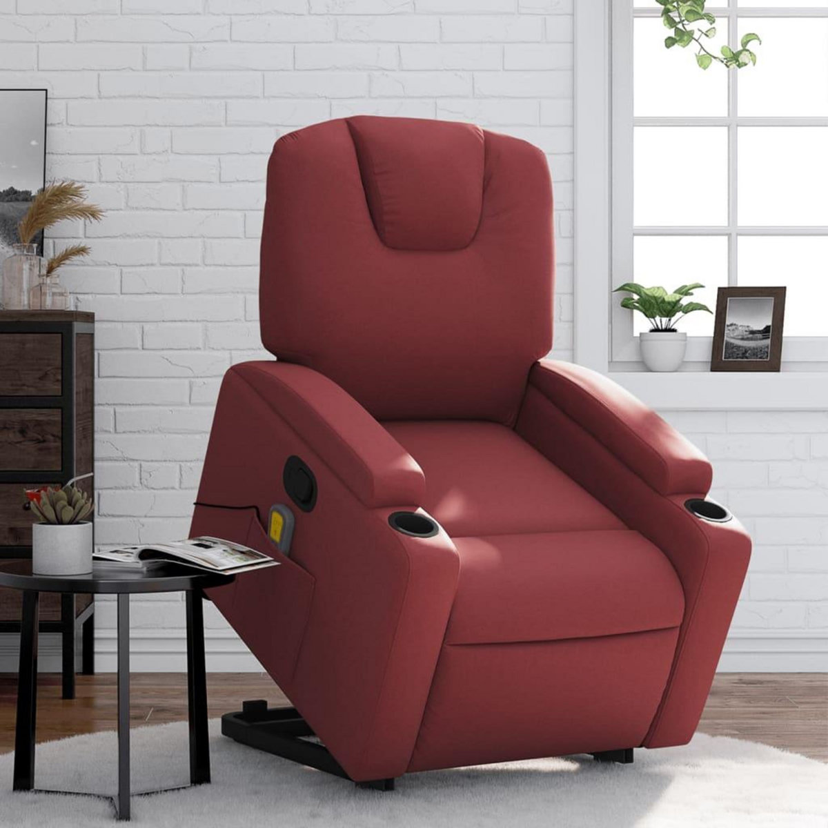VIDAXL Fauteuil inclinable de massage Rouge bordeaux Similicuir