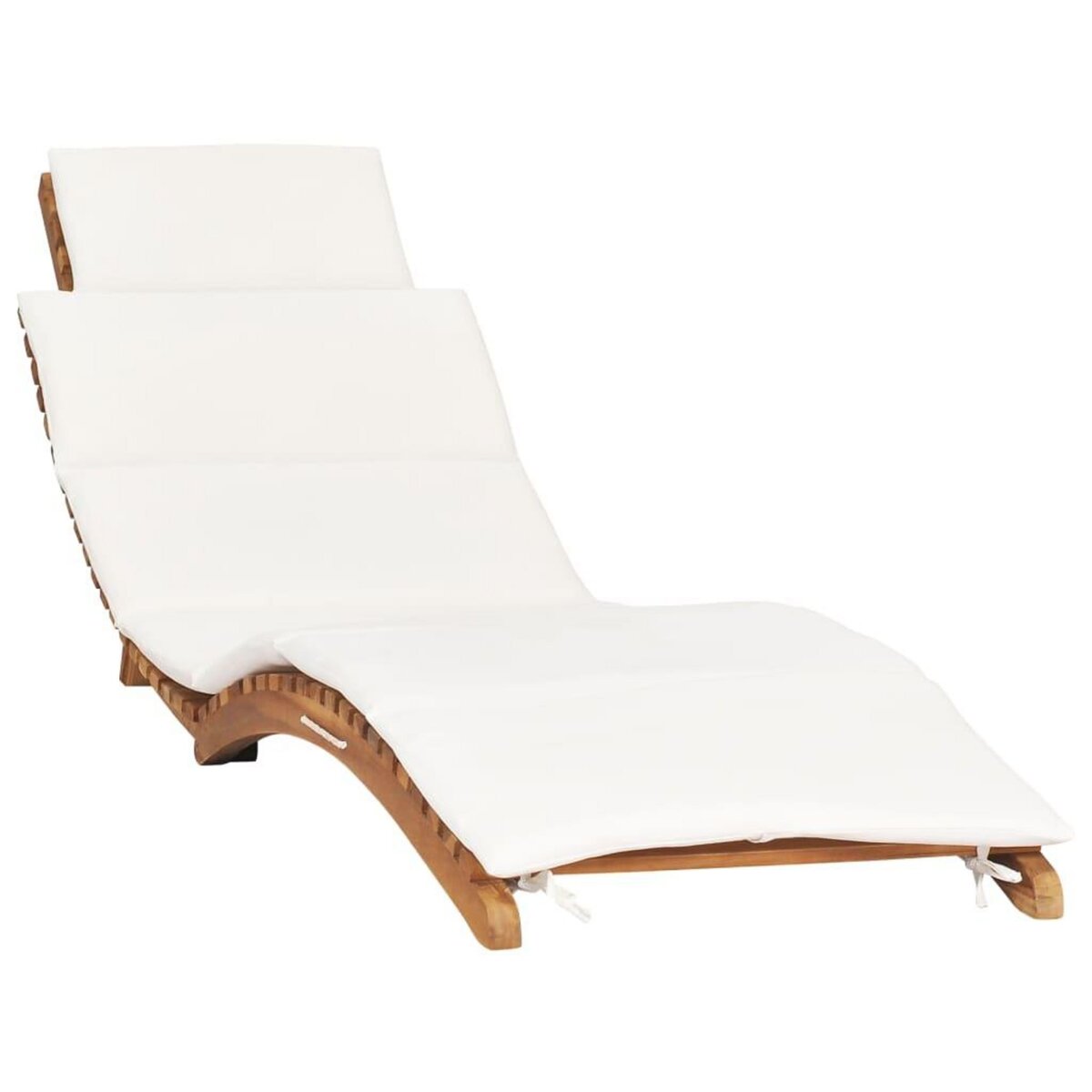 VIDAXL Chaise longue pliable avec coussin blanc creme Bois de teck