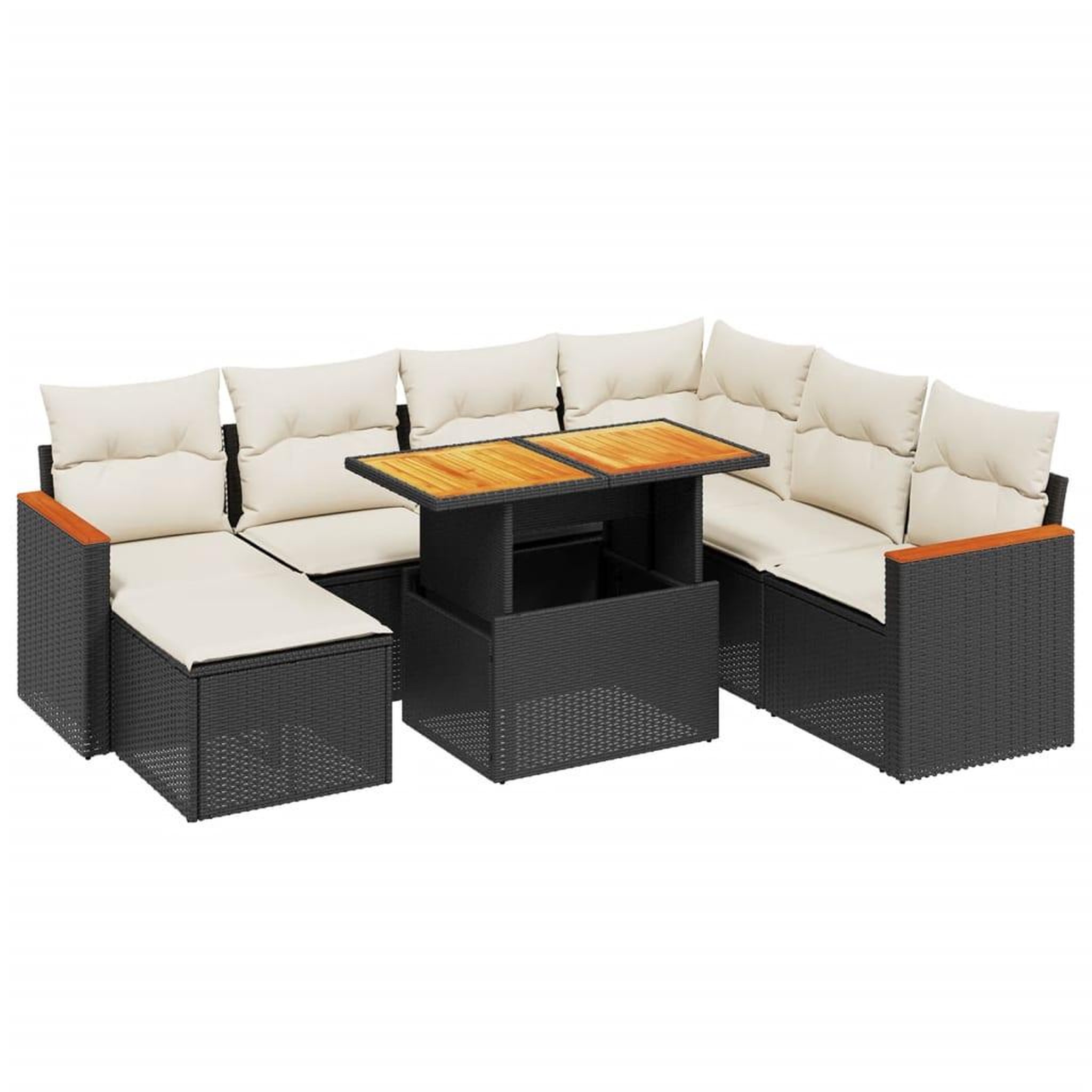 Voir la diapositive 2 : VIDAXL Salon de jardin 8 pcs avec coussins noir resine tressee