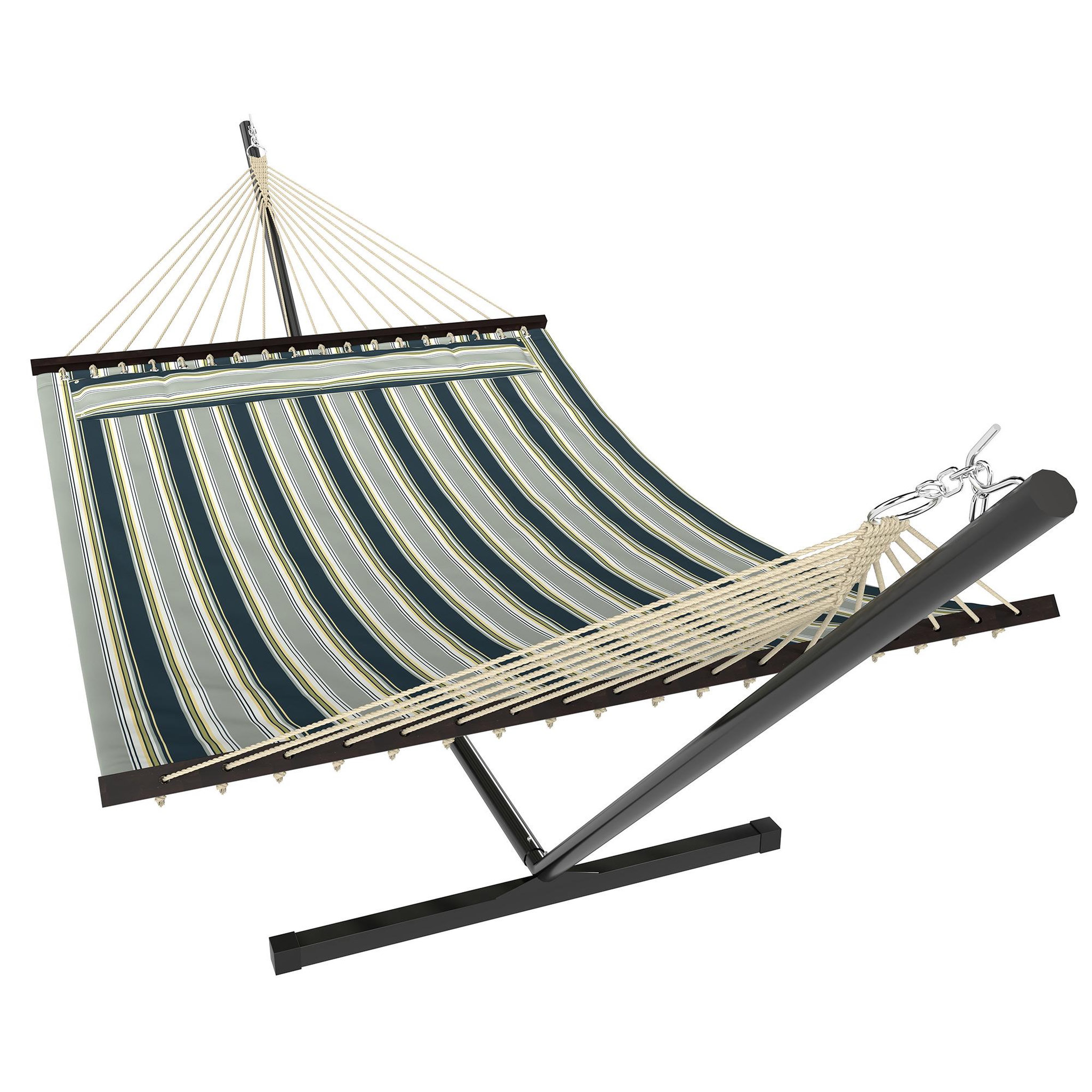 Voir la diapositive 5 : OUTSUNNY Hamac avec support coussin amovible acier polyester vert