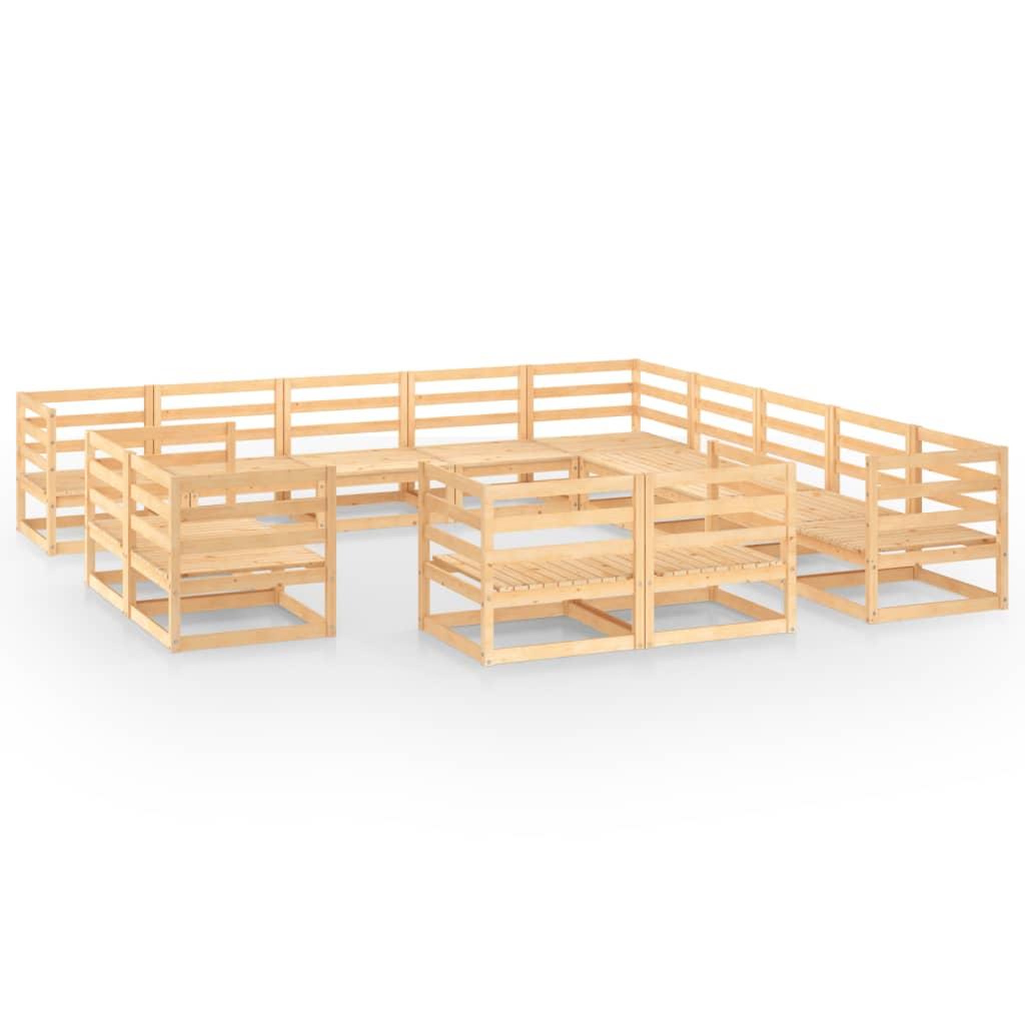Voir la diapositive 2 : VIDAXL Salon de jardin 13 pcs bois de pin massif