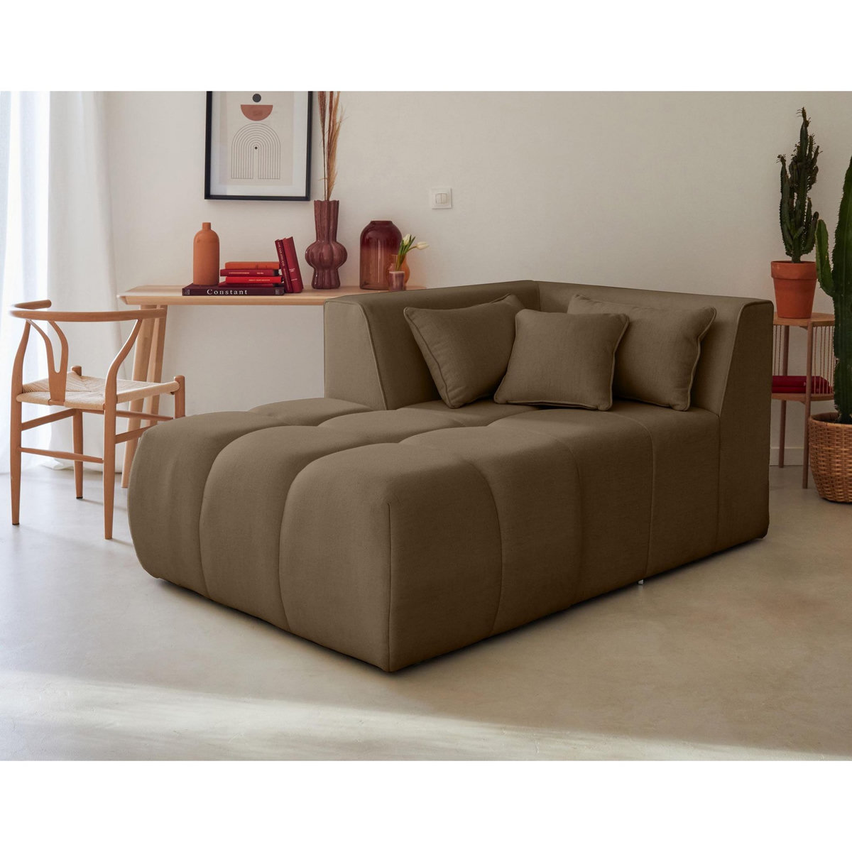 LISA DESIGN Caracas - module d'assise méridienne gauche - en tissu