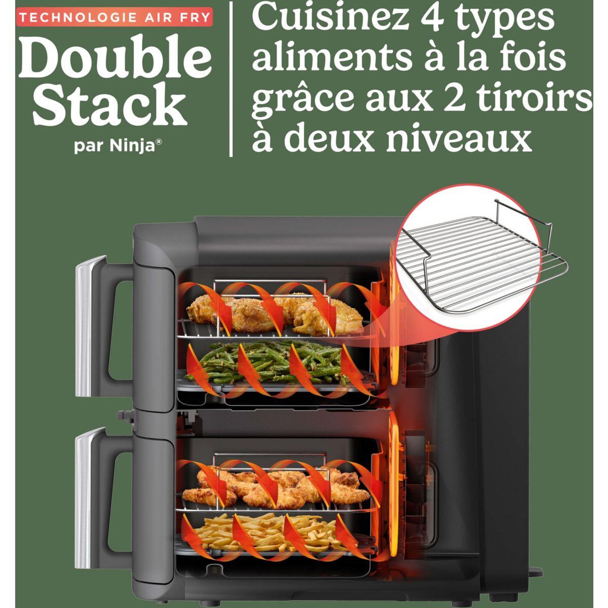 Voir la diapositive 3 : NINJA Friteuse sans huile Double Stack XL 9,5 L SL451EU