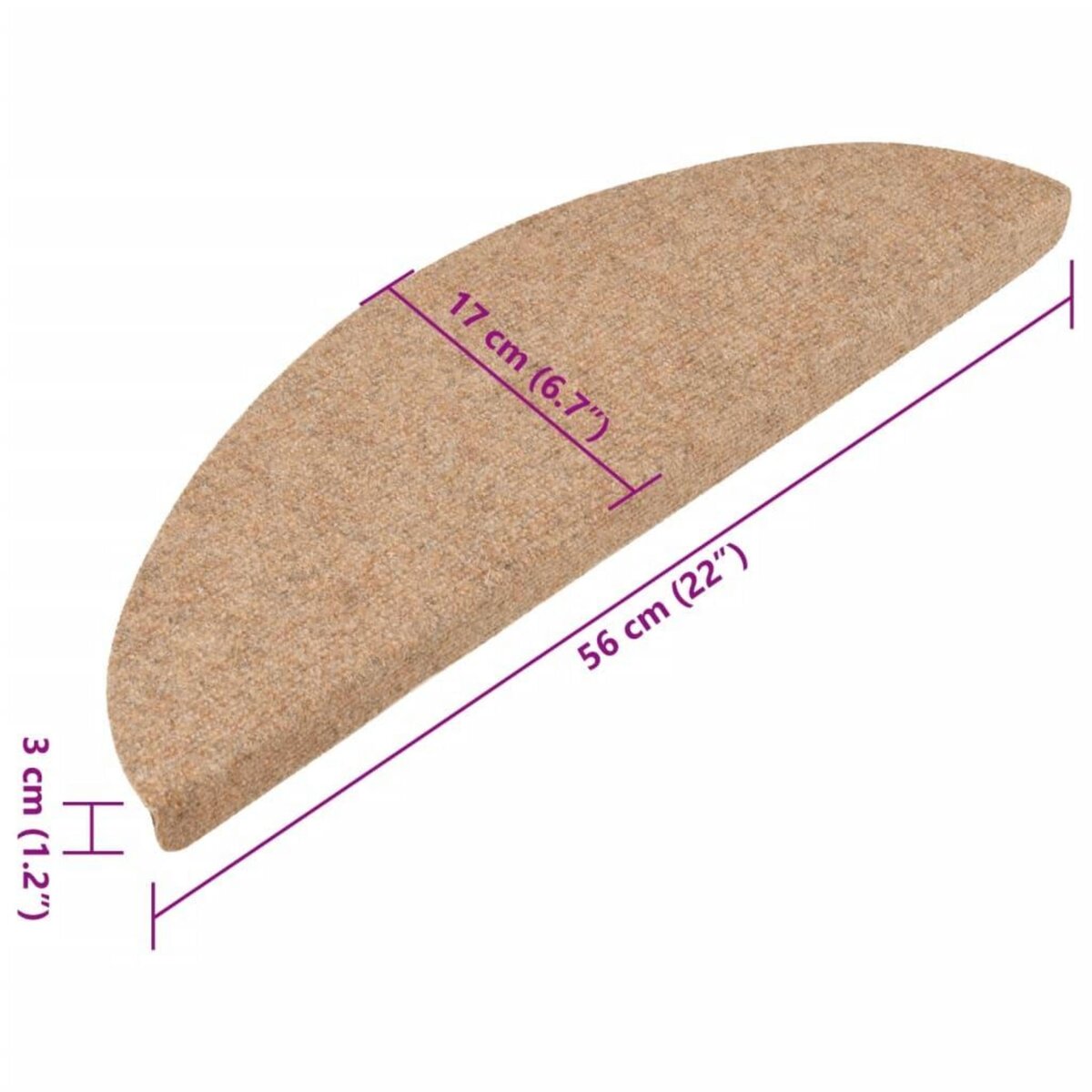 VIDAXL Tapis d'escalier autocollants 15 pcs 56x17x3 cm Beige