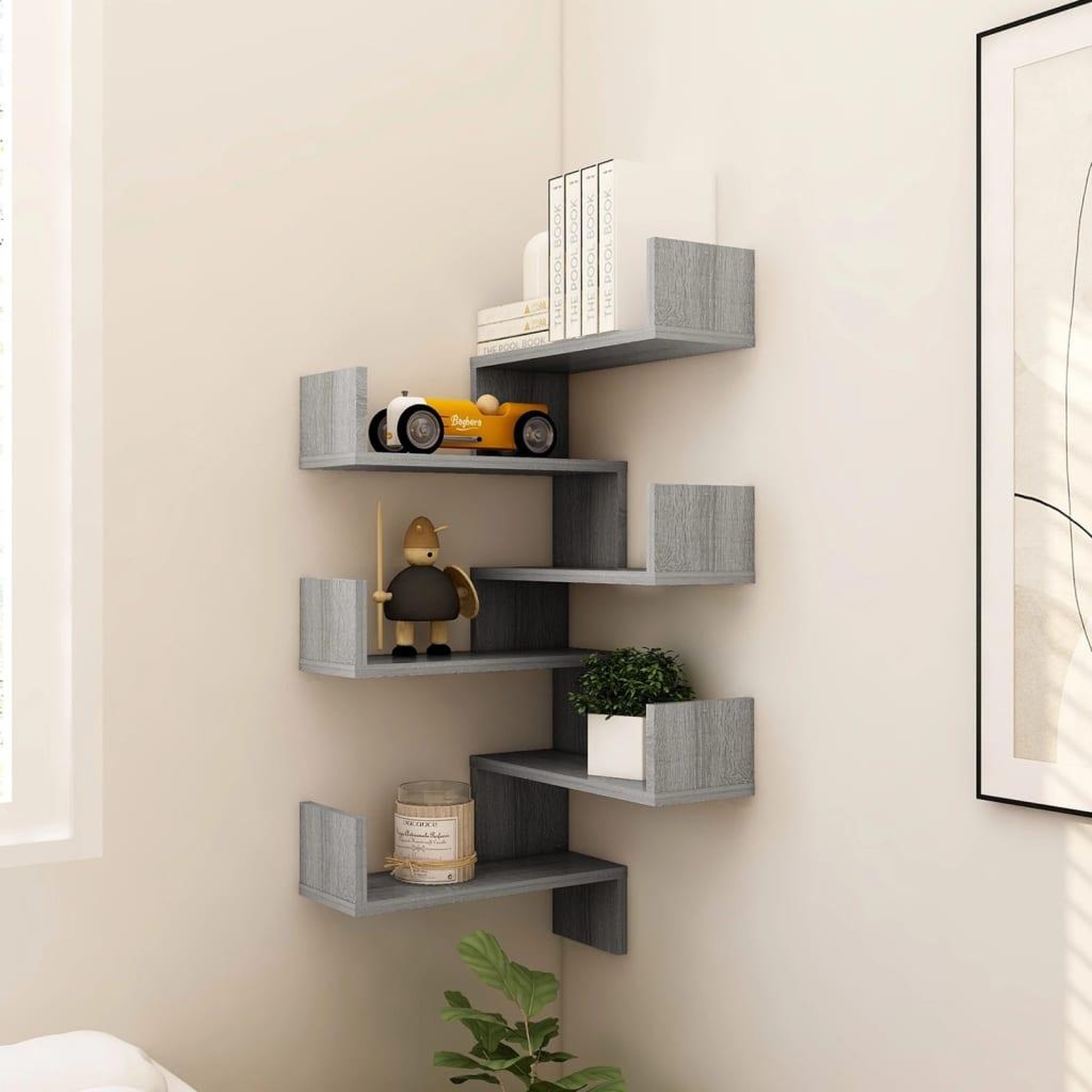 Voir la diapositive 1 : VIDAXL Etageres d'angle murales 2 pcs Sonoma gris 40x40x50 cm Bois