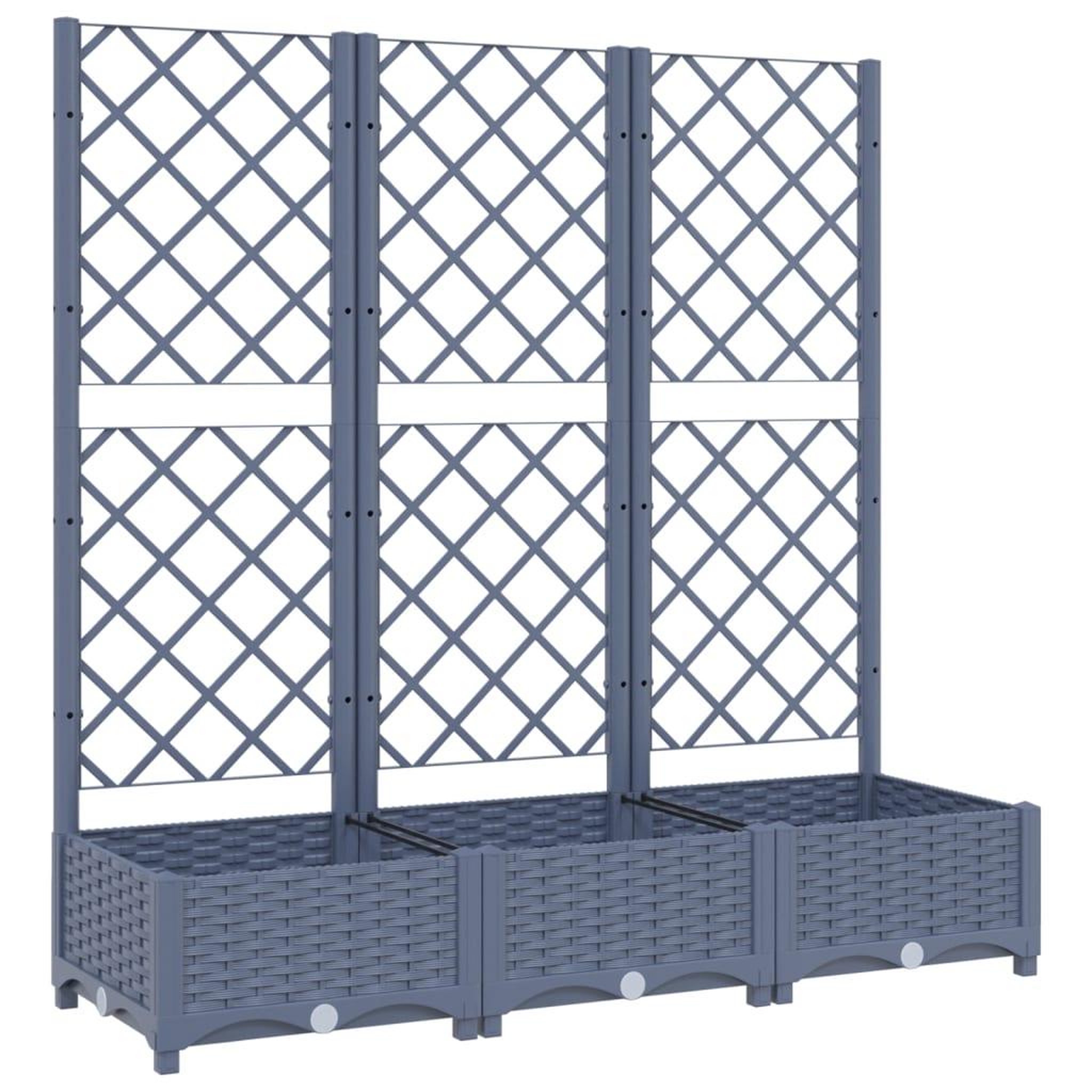 Voir la diapositive 2 : VIDAXL Jardiniere avec treillis bleu gris 120x40x121,5 cm PP