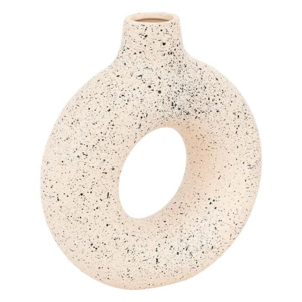 ATMOSPHERA Vase Design en Dolomite  Circle  30cm Blanc & Noir