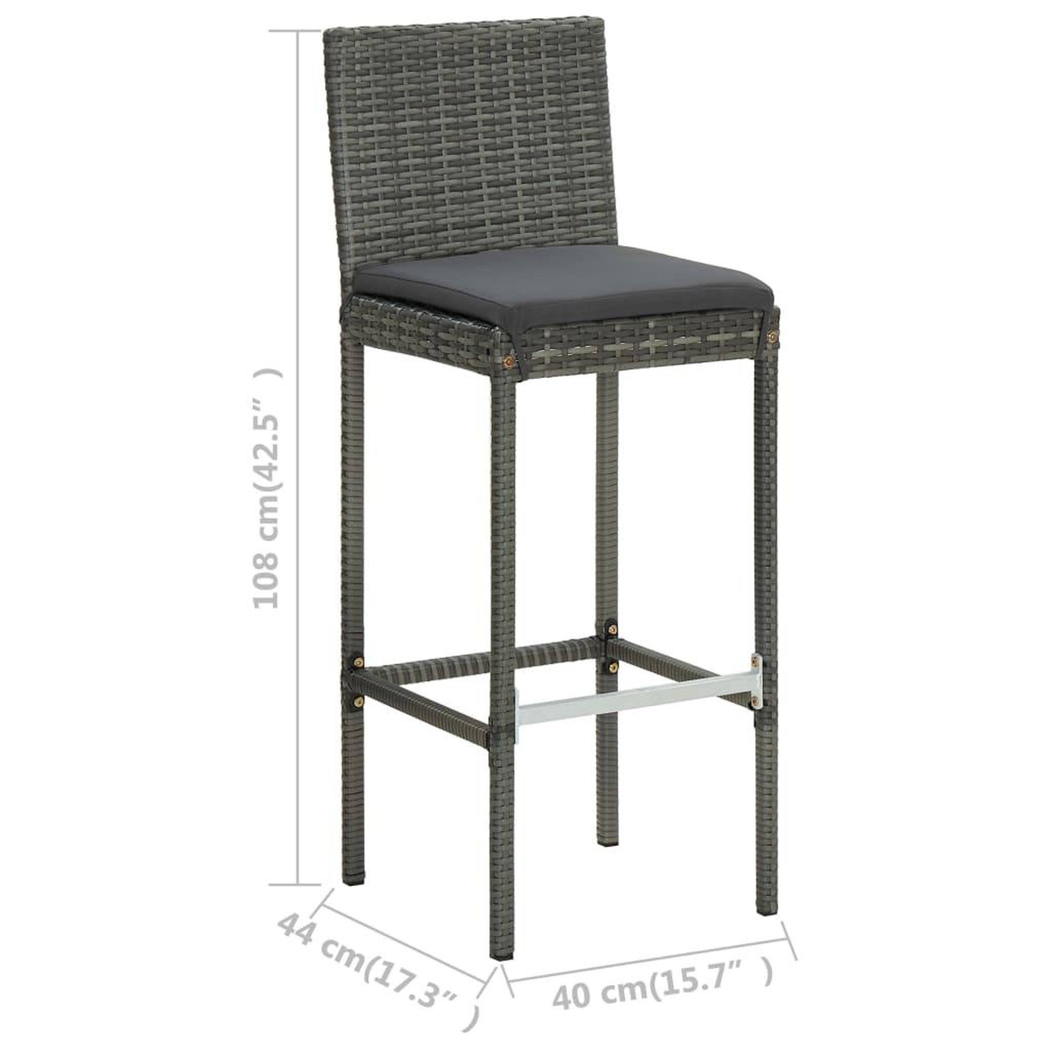 Voir la diapositive 6 : VIDAXL Ensemble de bar d'exterieur 5 pcs coussins Resine tressee Gris