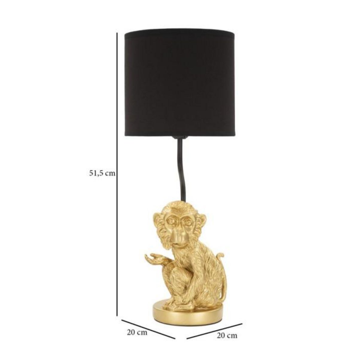 Paris Prix Lampe à Poser Design  Monkey  51cm Or & Noir