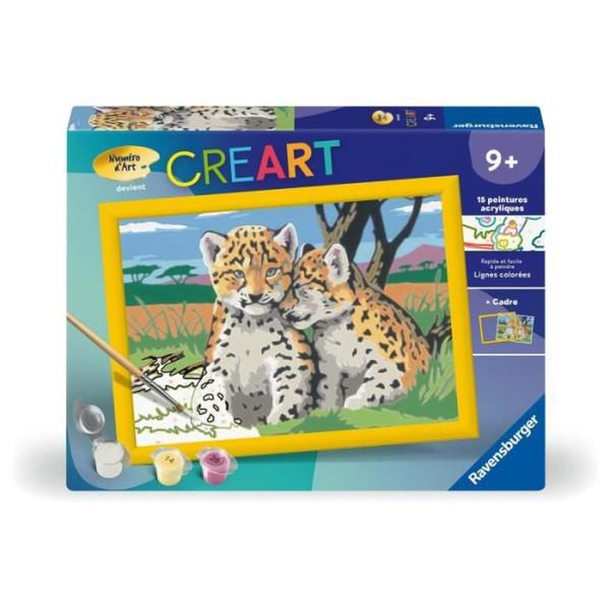 RAVENSBURGER Creart kids 18x24cm petits léopards, kit de peinture par numéros numéro d'art, des 9 ans, 25832, ravensburger