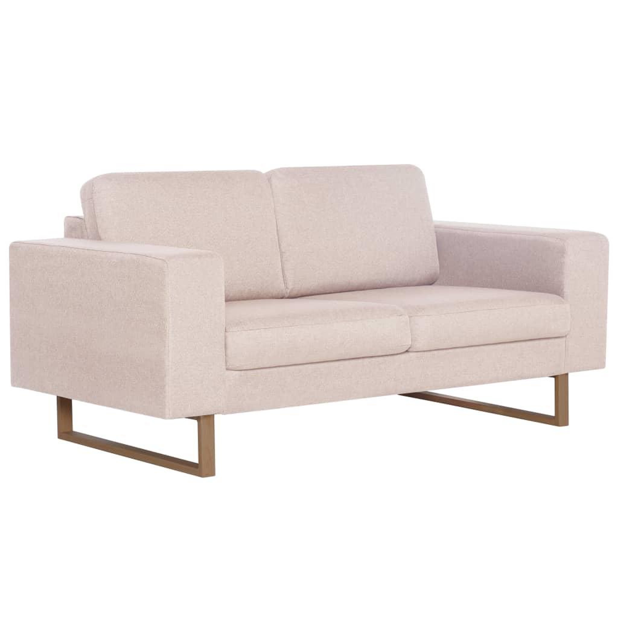 Voir la diapositive 2 : VIDAXL Canape a 2 places Tissu Creme