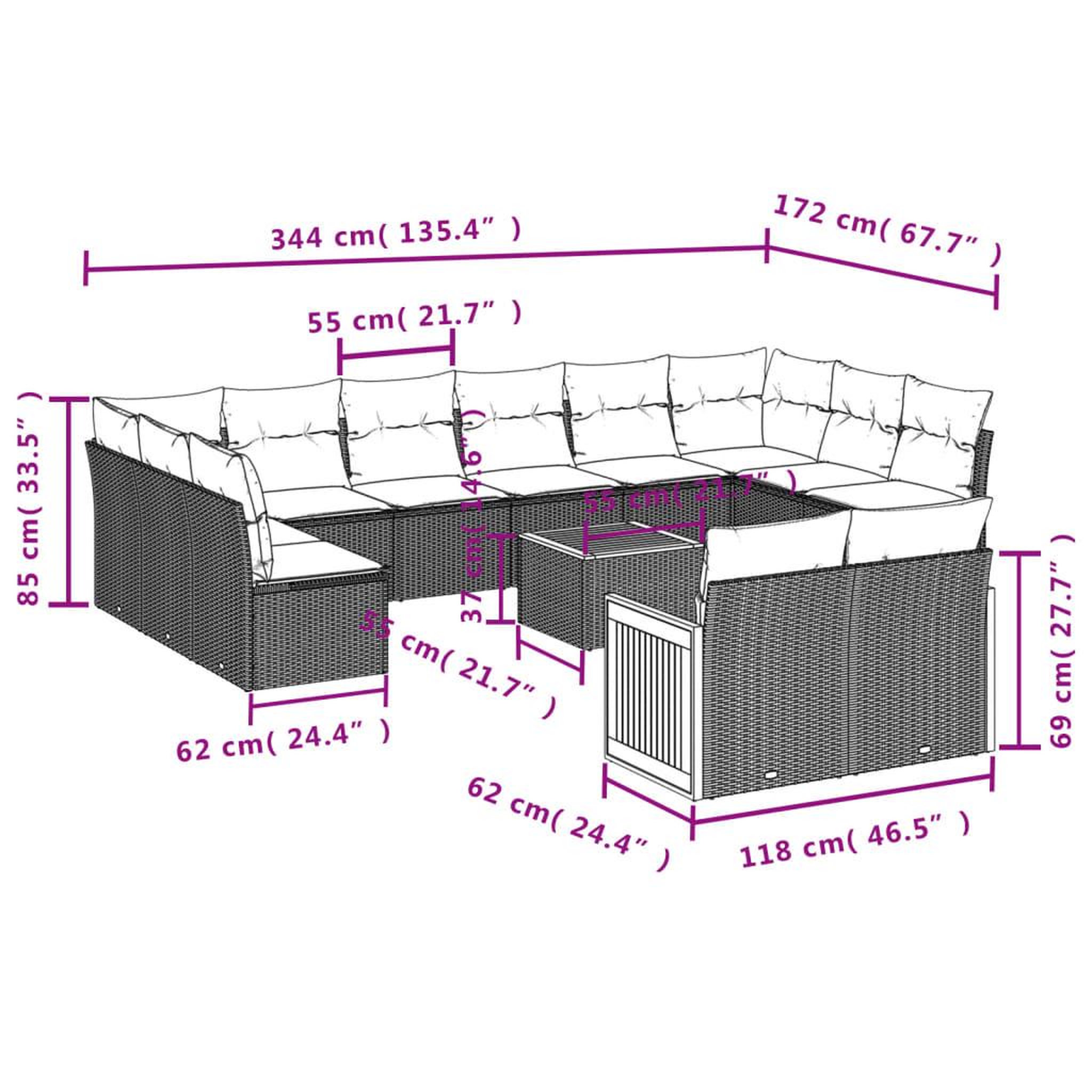 Voir la diapositive 6 : VIDAXL Salon de jardin avec coussins 13 pcs noir resine tressee