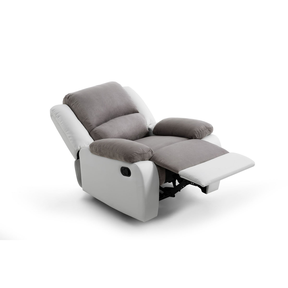Fauteuil relax manuel HELENE tissu+ pu coloris gris et blanc 