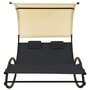 VIDAXL Chaise longue double avec auvent Textilene Noir et creme