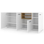Voir la diapositive 2 : BEST MOBILIER Leolio - buffet bas - blanc et bois - 198 cm