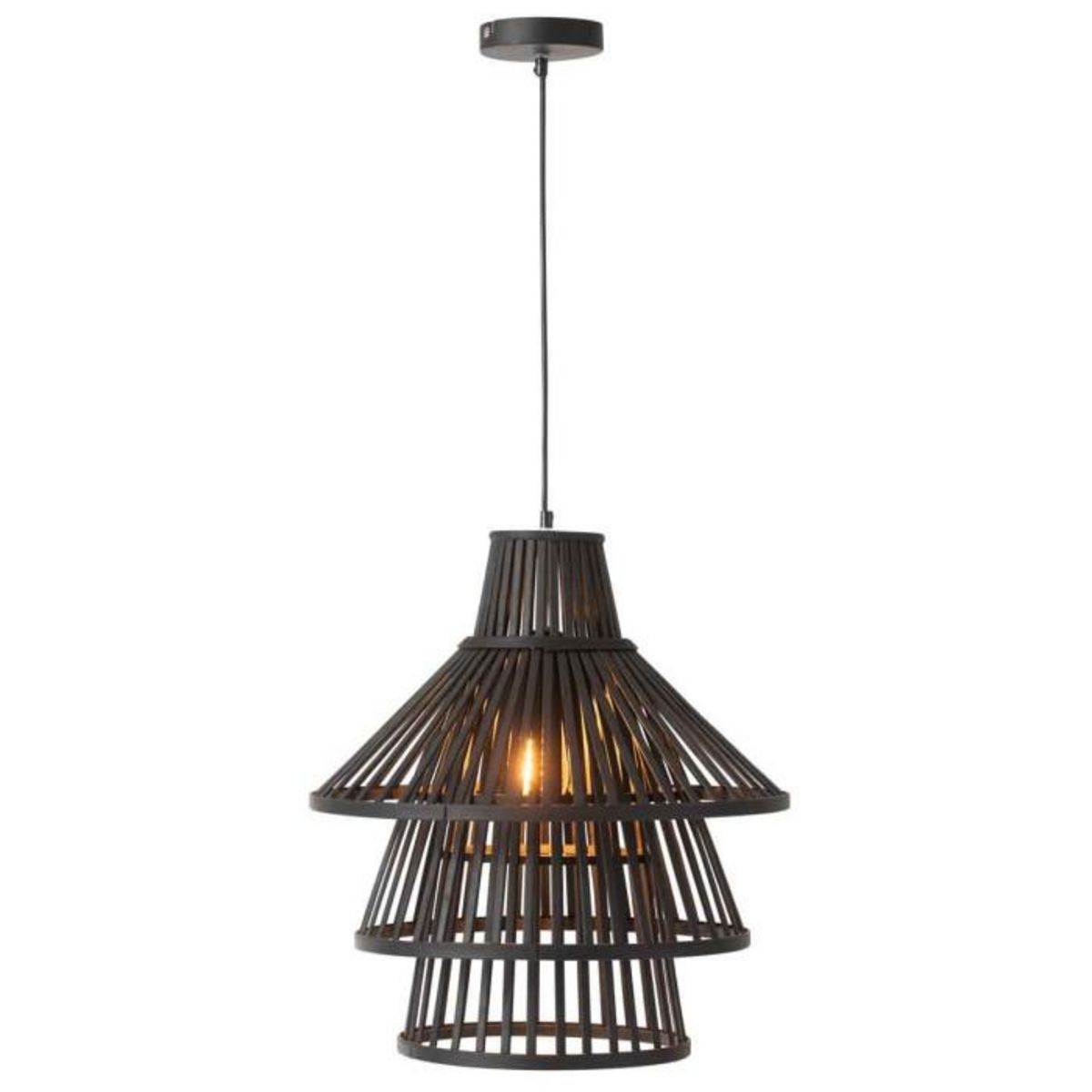 Paris Prix Lampe Suspension en Bambou  Midano  42cm Noir