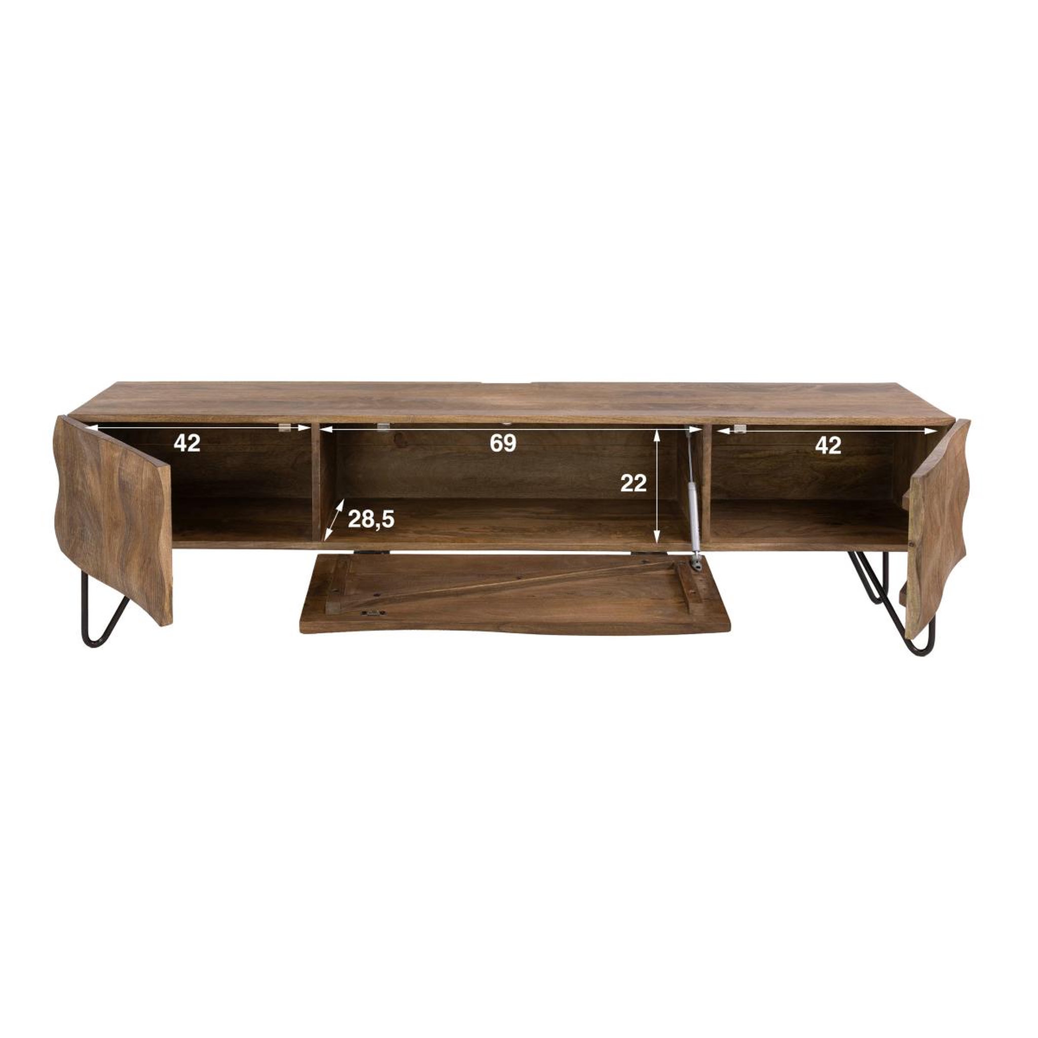 Voir la diapositive 4 : JLC KREATION Meuble tv en manguier 160cm avec rangements naples