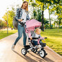 Voir la diapositive 2 : HOMCOM Tricycle enfant évolutif pliable pare-soleil canne télescopique amovible siège réversible rose