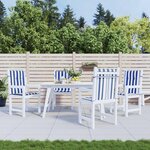 VIDAXL Coussins de chaise a dossier bas lot de 4 rayures bleu et blanc