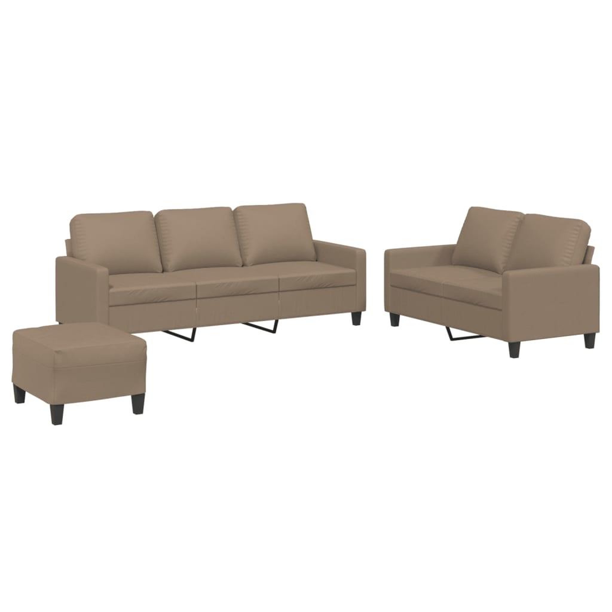 Voir la diapositive 2 : VIDAXL Ensemble de canapes 3 pcs avec coussins Cappuccino Similicuir