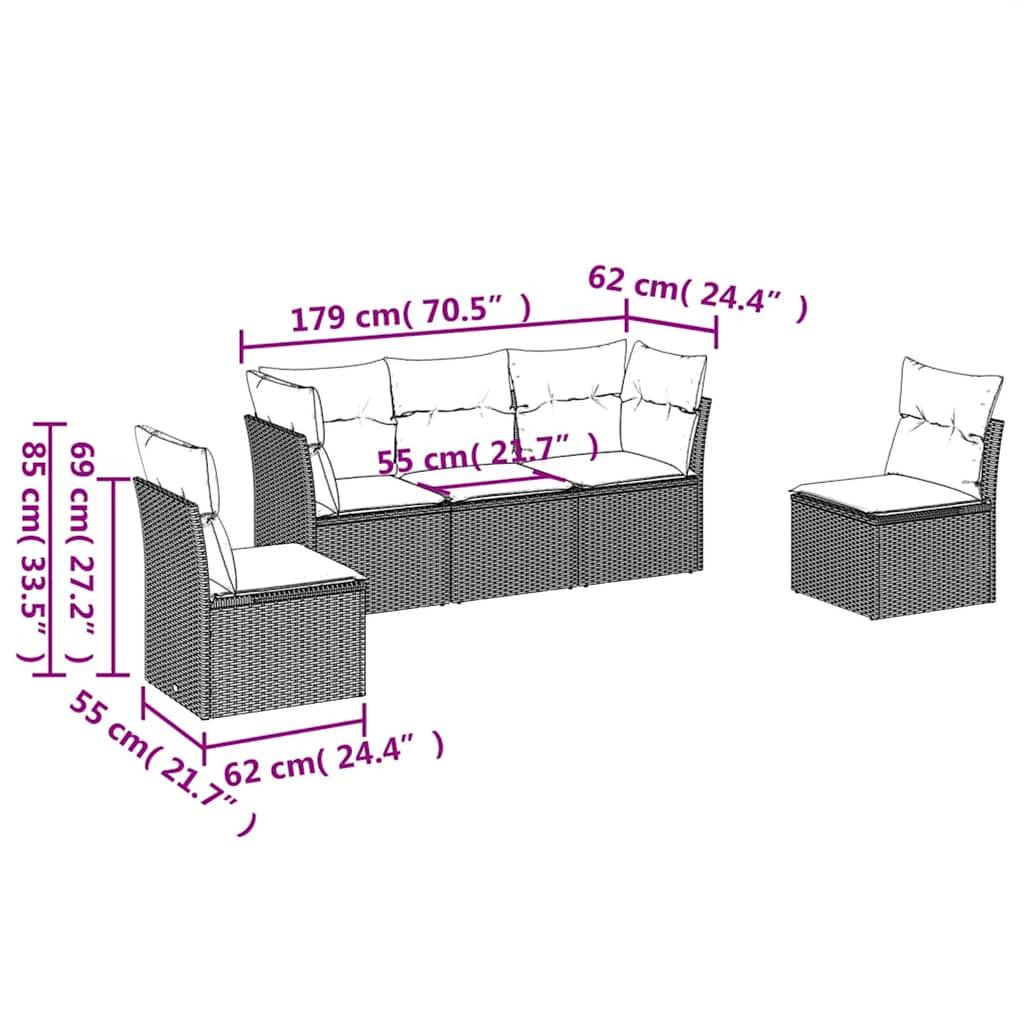 Voir la diapositive 4 : VIDAXL Salon de jardin 5 pcs avec coussins gris clair resine tressee