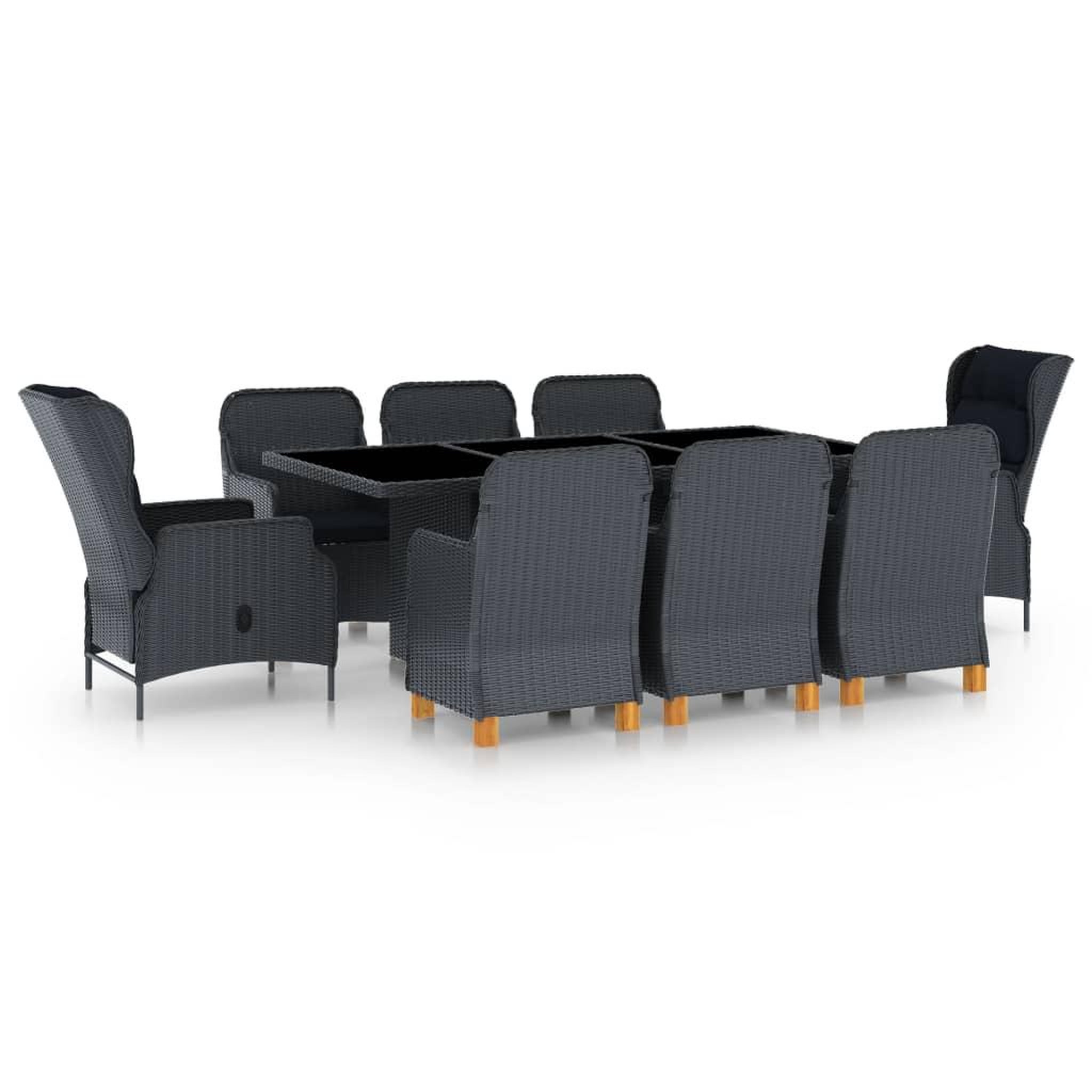 Voir la diapositive 1 : VIDAXL Ensemble a manger 9 pcs avec coussins resine tressee gris fonce