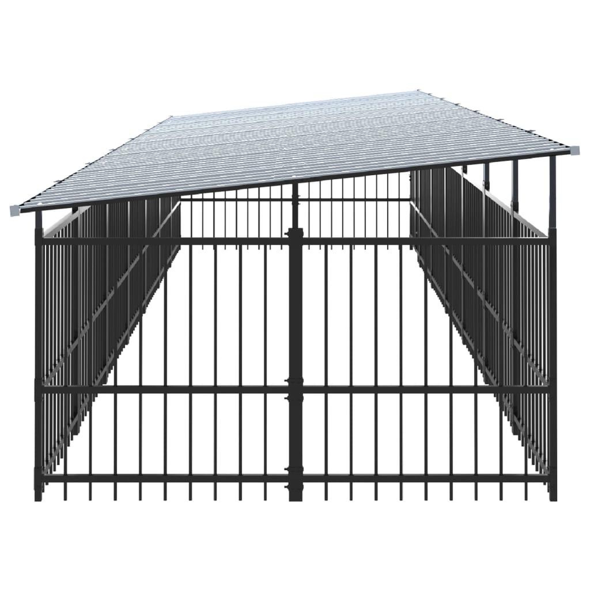 Voir la diapositive 4 : VIDAXL Chenil d'exterieur avec toit pour chiens Acier 13,14 m²