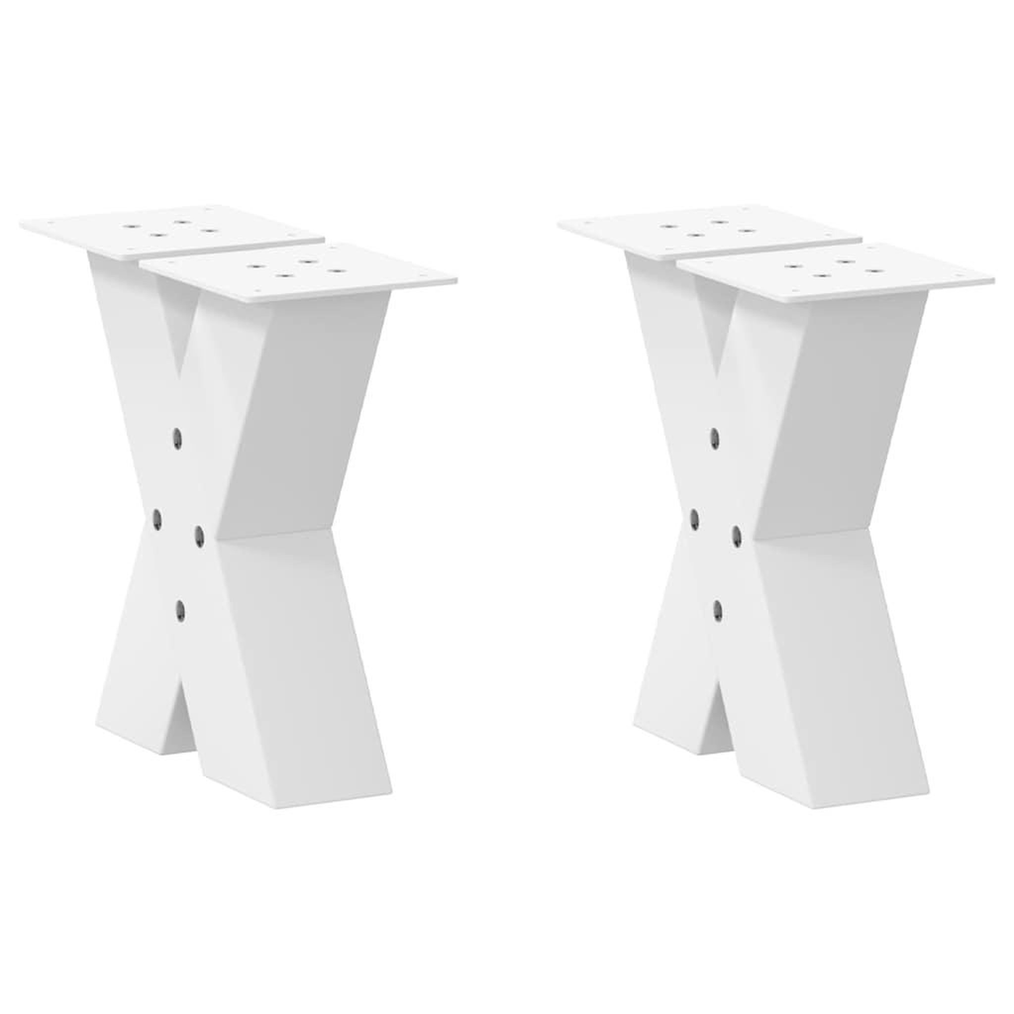 VIDAXL Pieds de table basse forme de X 2 pcs blanc 40x(30-31) cm acier